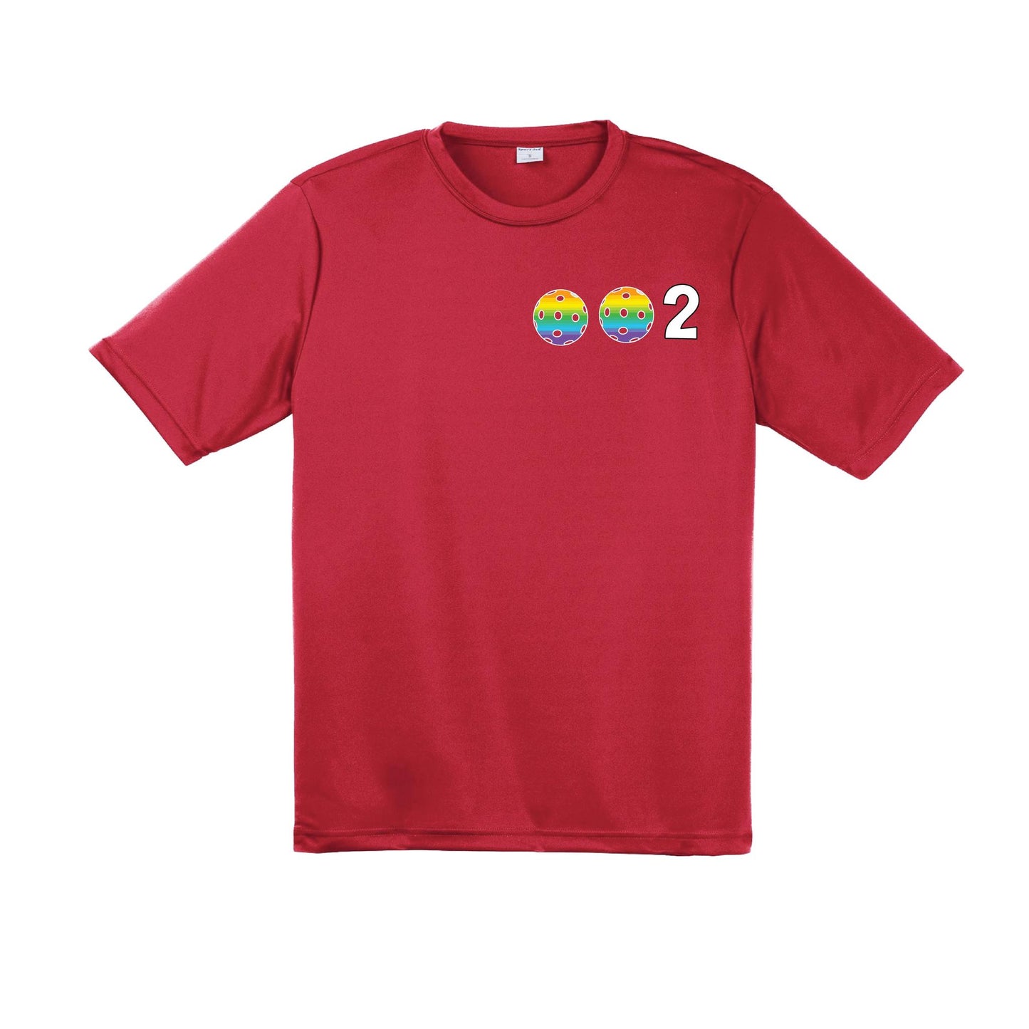 002 With Pickleballs (Purple Rainbow Pink) Customizable | Men's Short Sleeve Pickleball Performance T-Shirt | 100% Polyester