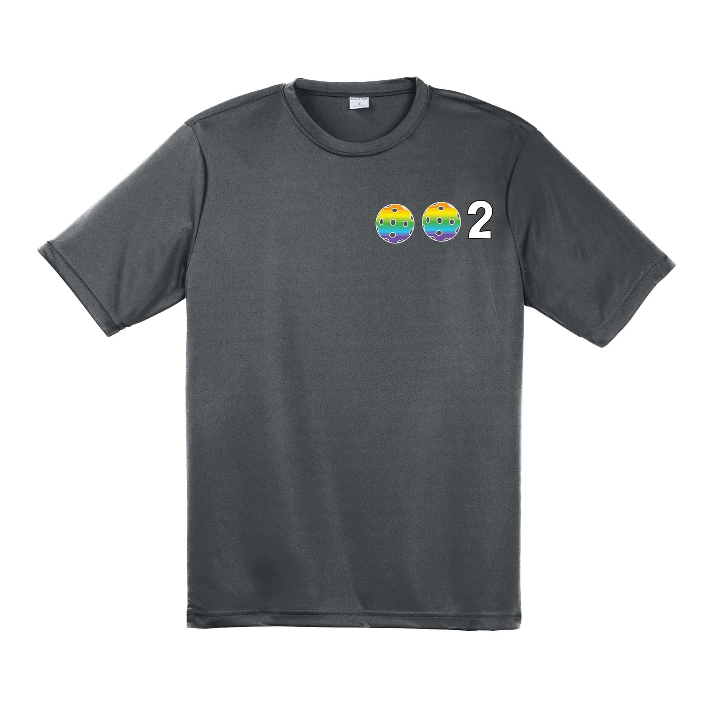 002 With Pickleballs (Purple Rainbow Pink) Customizable | Men's Short Sleeve Pickleball Performance T-Shirt | 100% Polyester