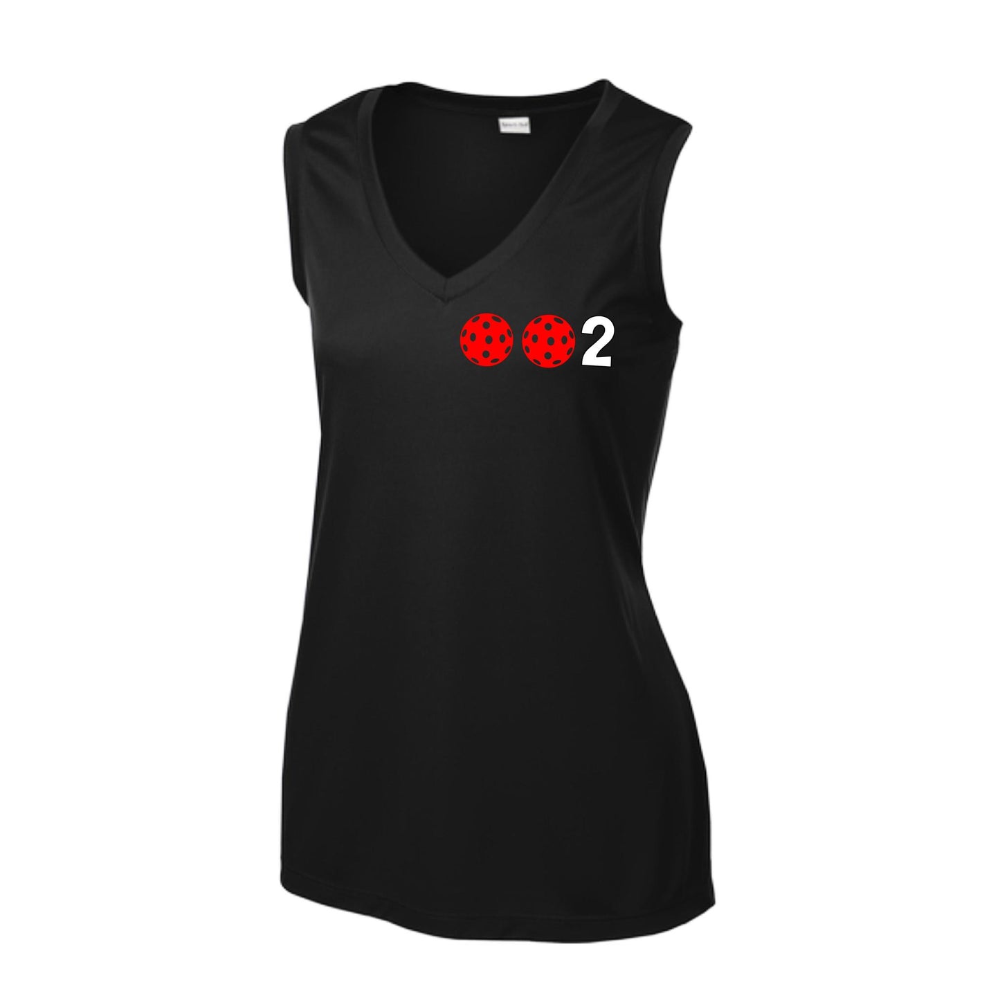 002 With Pickleballs (Rainbow Orange Red Cyan) Customizable | Women’s Sleeveless Athletic Performance T-Shirt | 100% Polyester