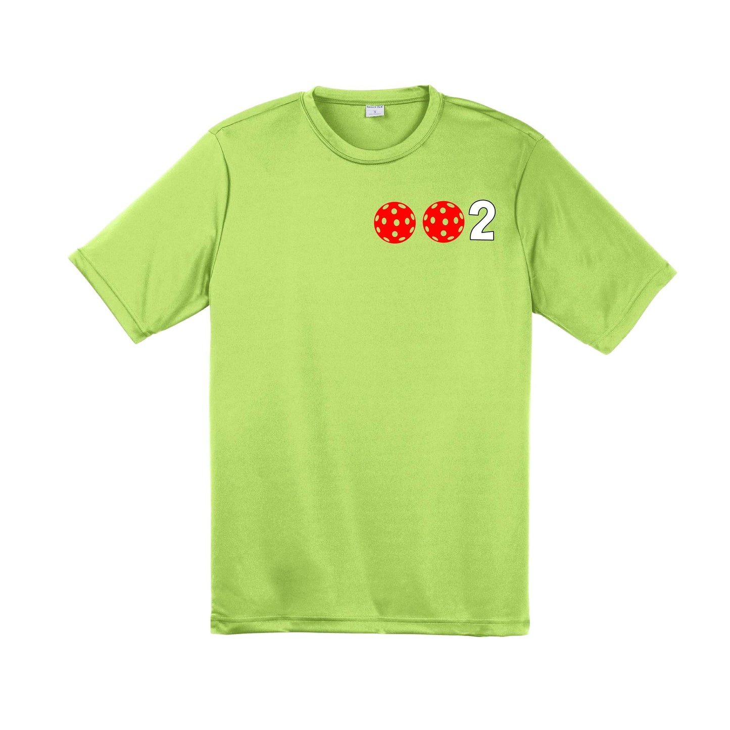 002 With Pickleballs (Red Green Orange) Customizable | Men's Short Sleeve Pickleball Performance T-Shirt | 100% Polyester