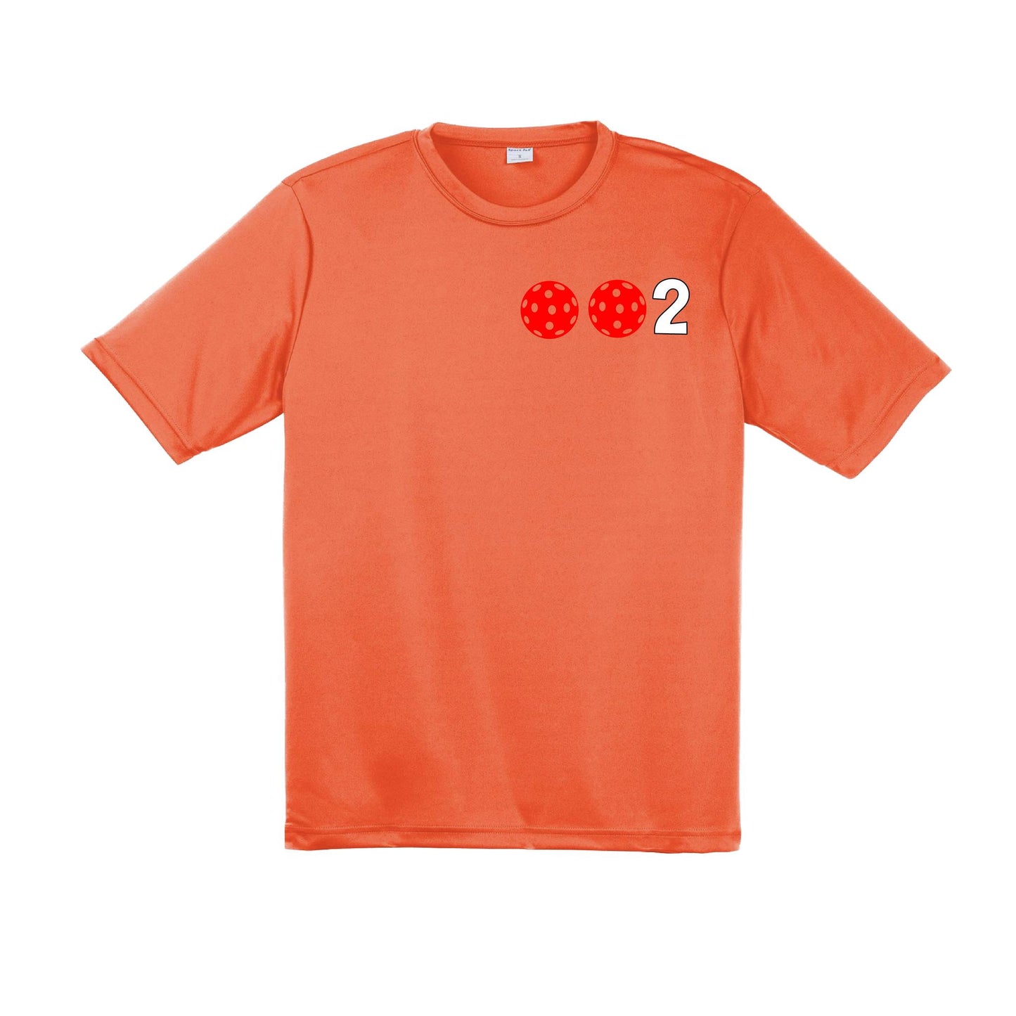 002 With Pickleballs (Red Green Orange) Customizable | Men's Short Sleeve Pickleball Performance T-Shirt | 100% Polyester