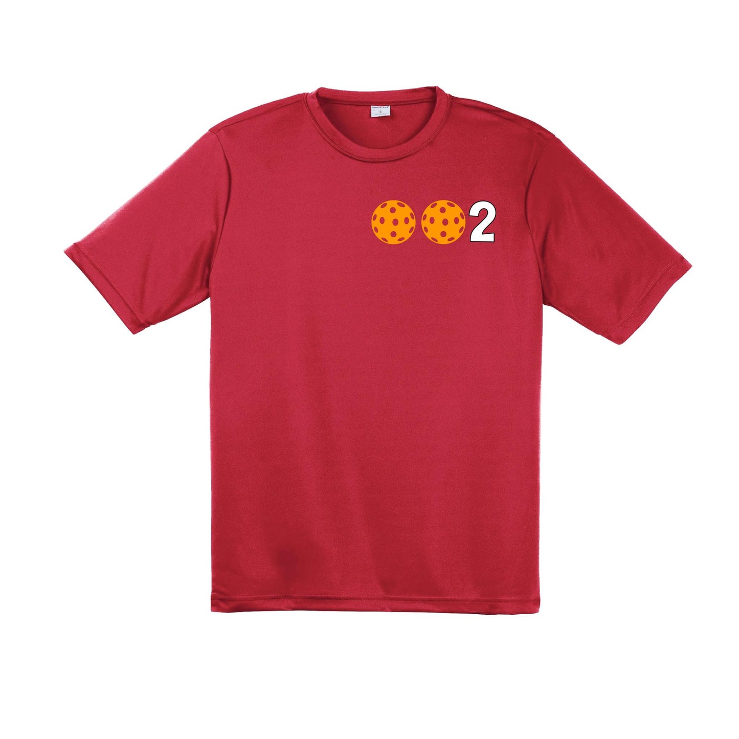 002 With Pickleballs (Red Green Orange) Customizable | Men's Short Sleeve Pickleball Performance T-Shirt | 100% Polyester