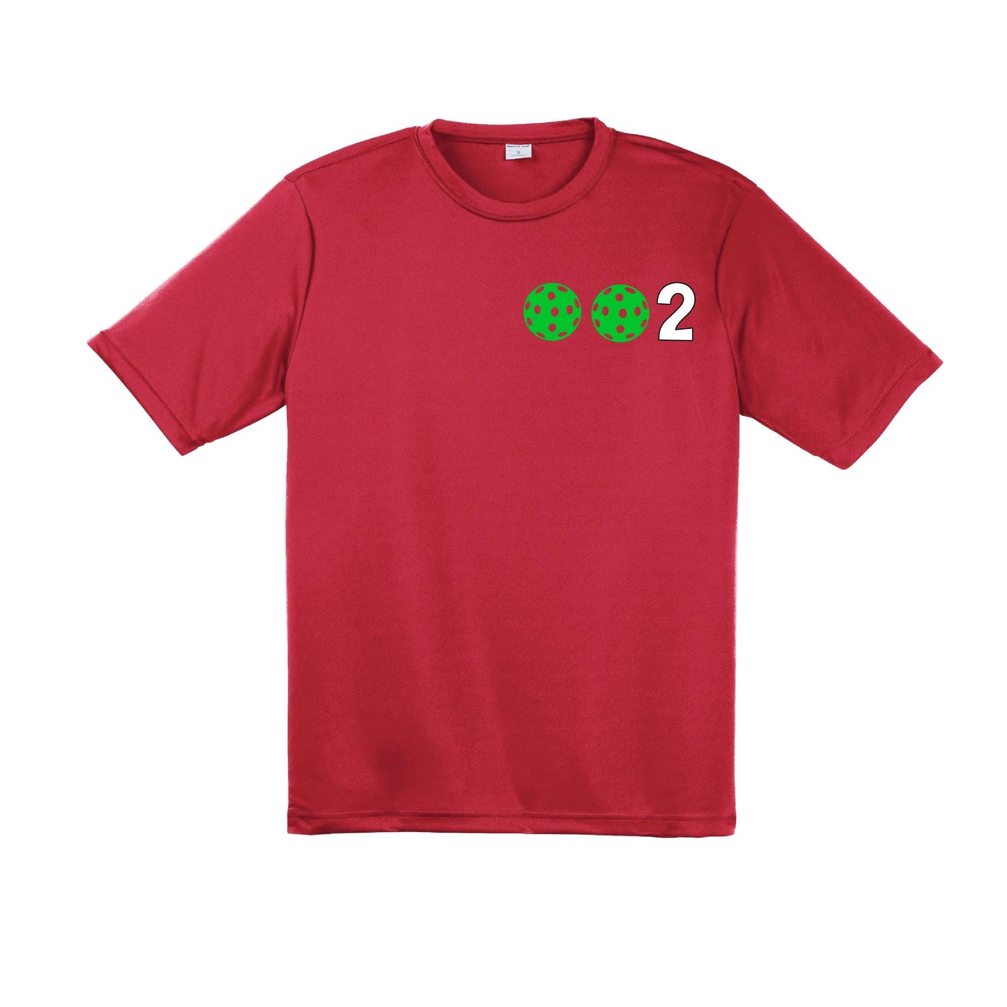 002 With Pickleballs (Red Green Orange) Customizable | Men's Short Sleeve Pickleball Performance T-Shirt | 100% Polyester