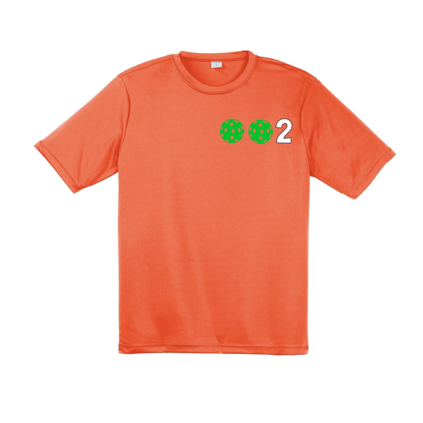 002 With Pickleballs (Red Green Orange) Customizable | Men's Short Sleeve Pickleball Performance T-Shirt | 100% Polyester