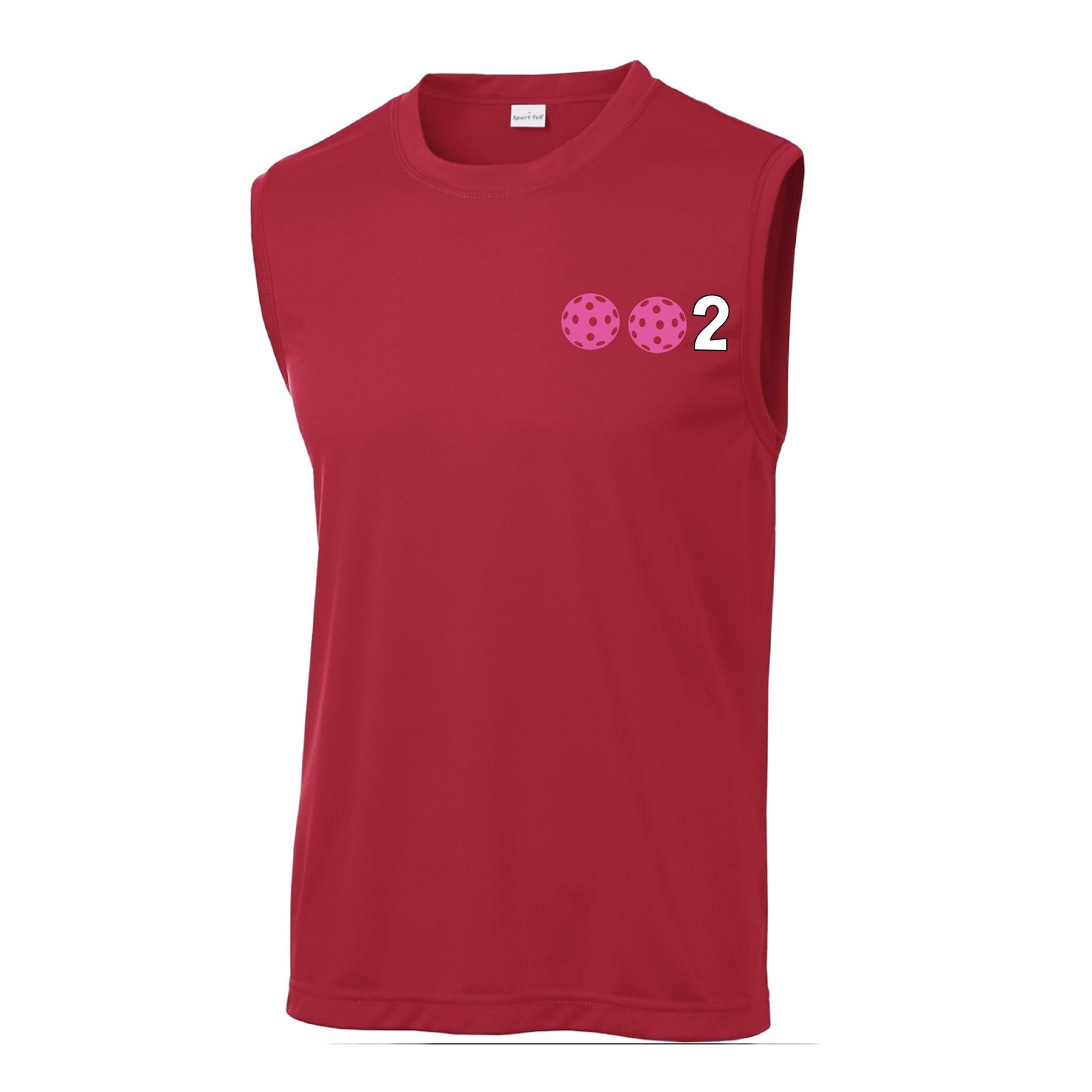 002 With Pickleballs (Red Purple Rainbow Pink) Customizable | Men's Sleeveless Pickleball Performance T-Shirt | 100% Polyester