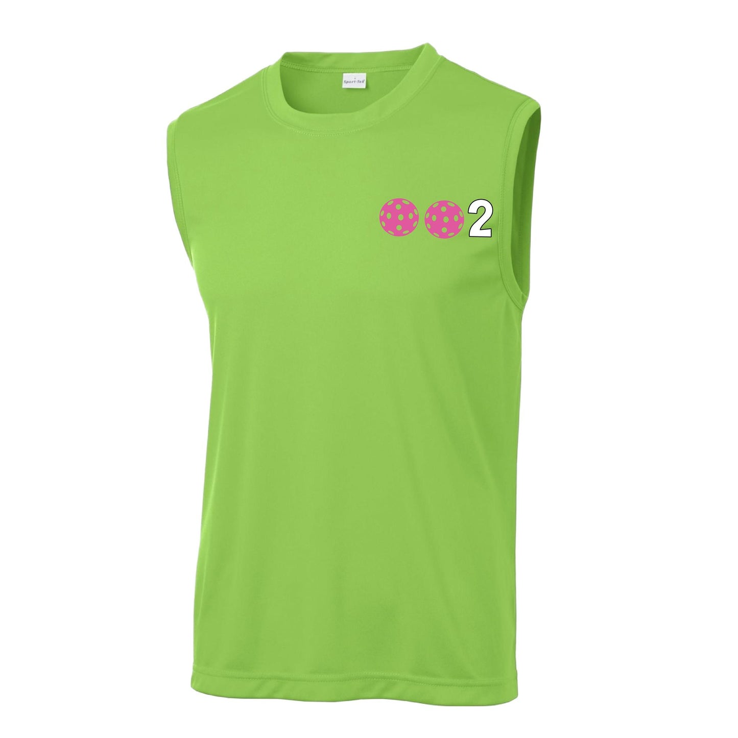 002 With Pickleballs (Red Purple Rainbow Pink) Customizable | Men's Sleeveless Pickleball Performance T-Shirt | 100% Polyester