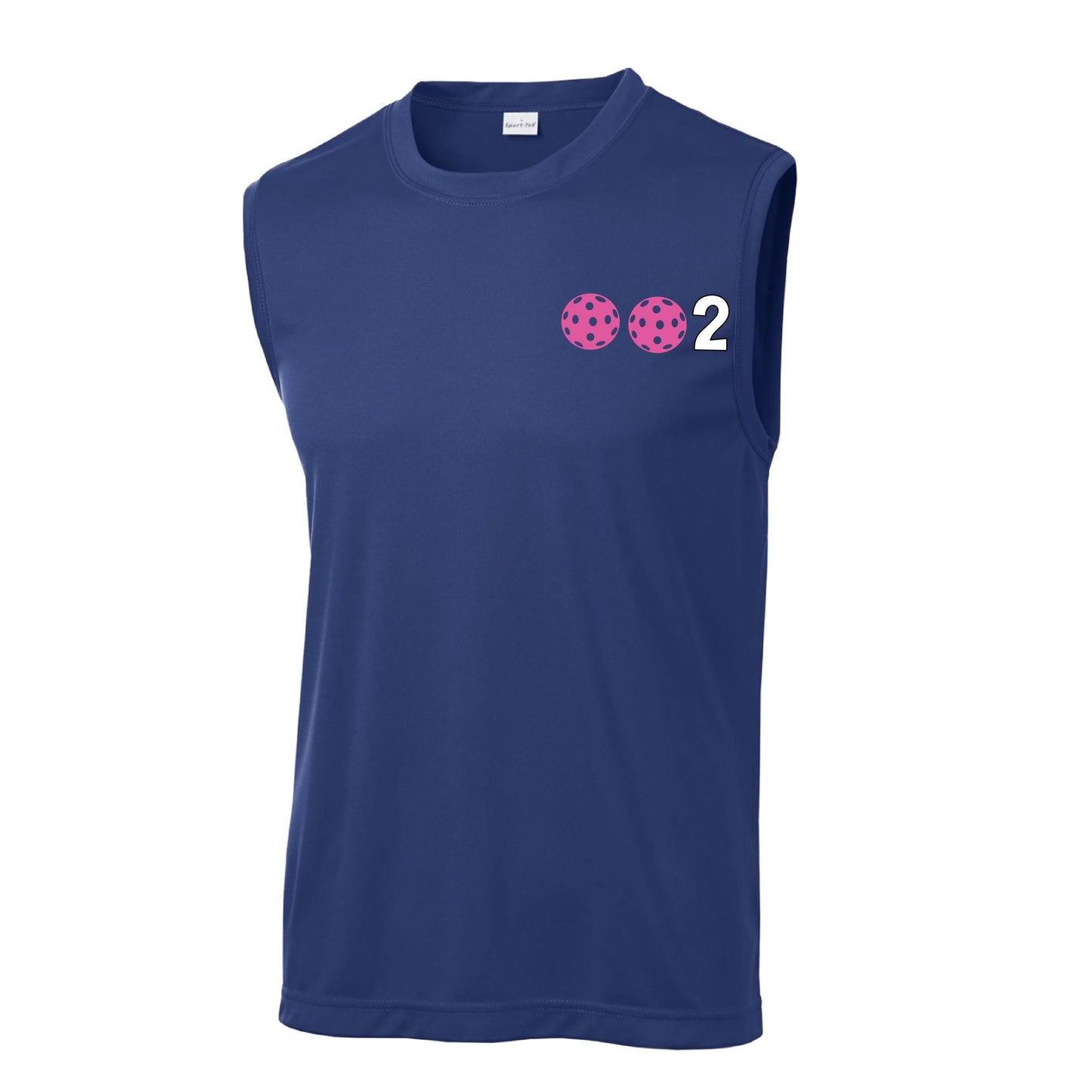 002 With Pickleballs (Red Purple Rainbow Pink) Customizable | Men's Sleeveless Pickleball Performance T-Shirt | 100% Polyester