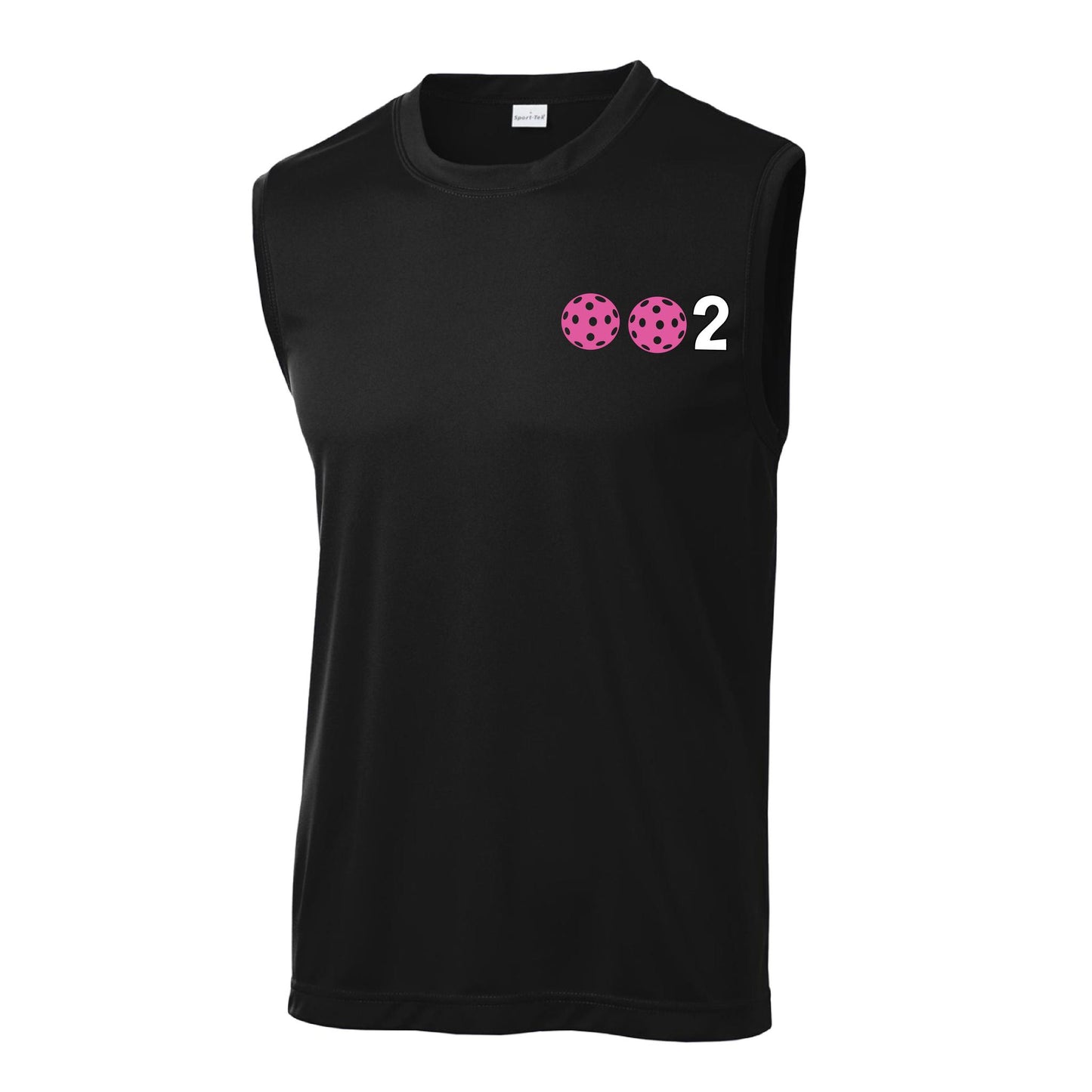 002 With Pickleballs (Red Purple Rainbow Pink) Customizable | Men's Sleeveless Pickleball Performance T-Shirt | 100% Polyester