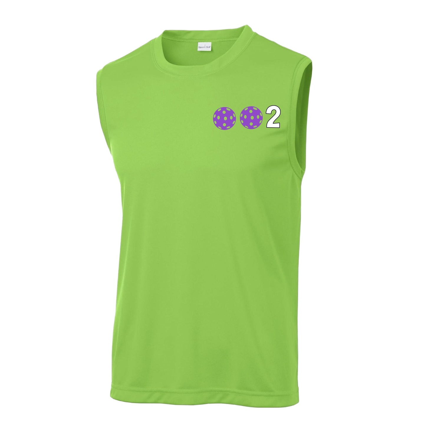 002 With Pickleballs (Red Purple Rainbow Pink) Customizable | Men's Sleeveless Pickleball Performance T-Shirt | 100% Polyester