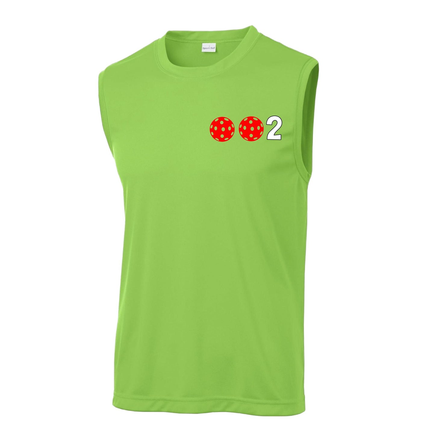 002 With Pickleballs (Red Purple Rainbow Pink) Customizable | Men's Sleeveless Pickleball Performance T-Shirt | 100% Polyester