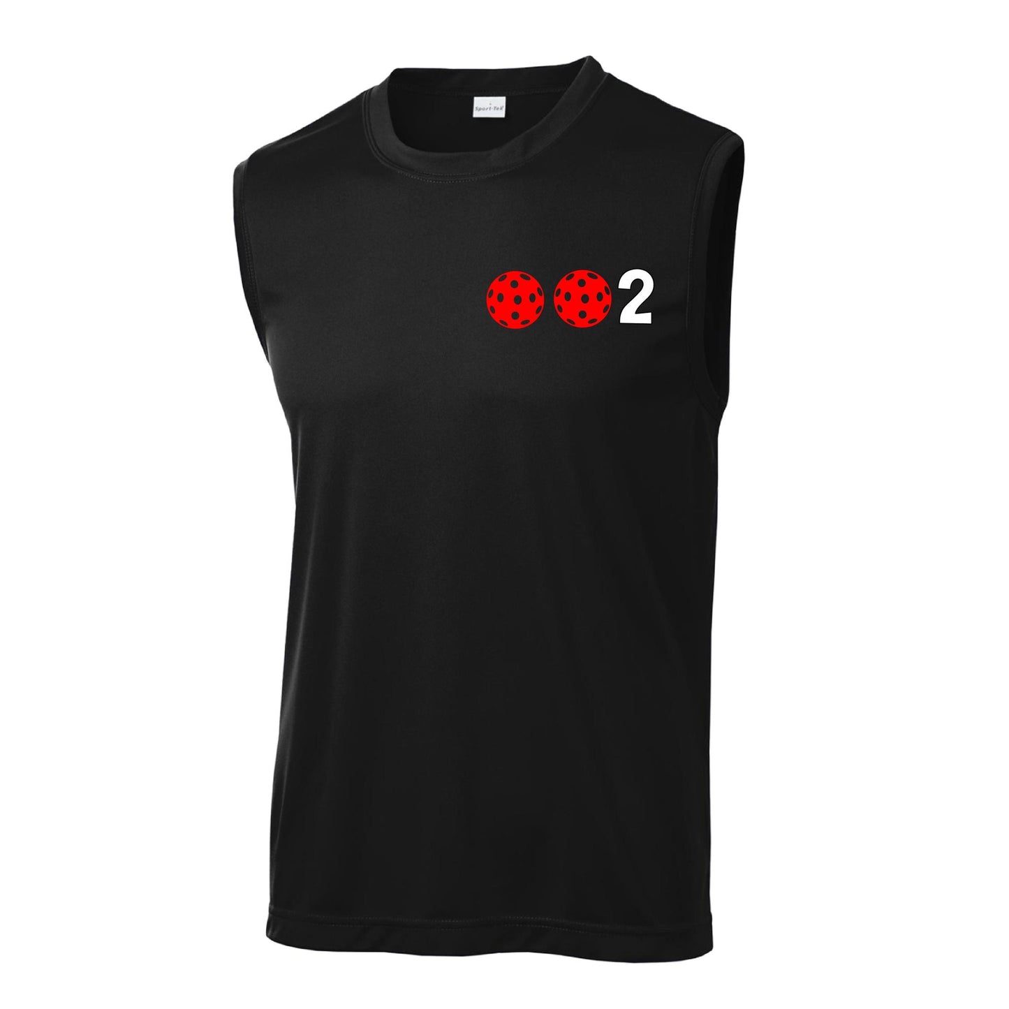 002 With Pickleballs (Red Purple Rainbow Pink) Customizable | Men's Sleeveless Pickleball Performance T-Shirt | 100% Polyester