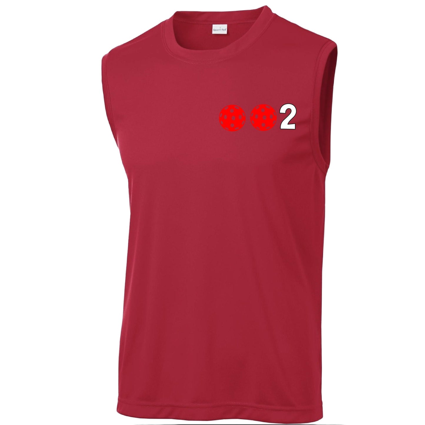 002 With Pickleballs (Red Purple Rainbow Pink) Customizable | Men's Sleeveless Pickleball Performance T-Shirt | 100% Polyester