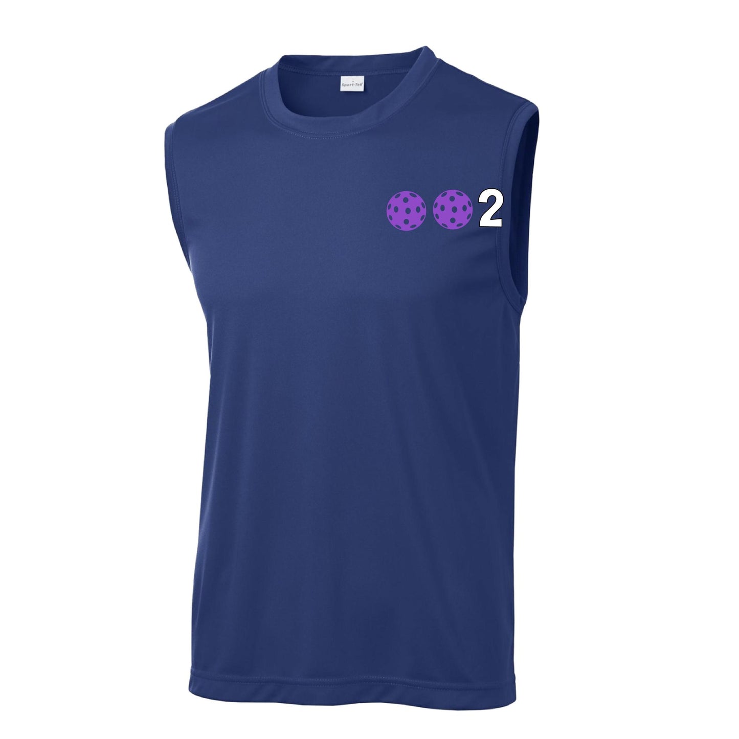 002 With Pickleballs (Red Purple Rainbow Pink) Customizable | Men's Sleeveless Pickleball Performance T-Shirt | 100% Polyester