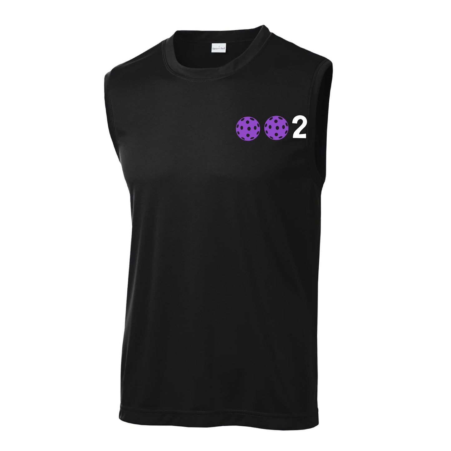 002 With Pickleballs (Red Purple Rainbow Pink) Customizable | Men's Sleeveless Pickleball Performance T-Shirt | 100% Polyester