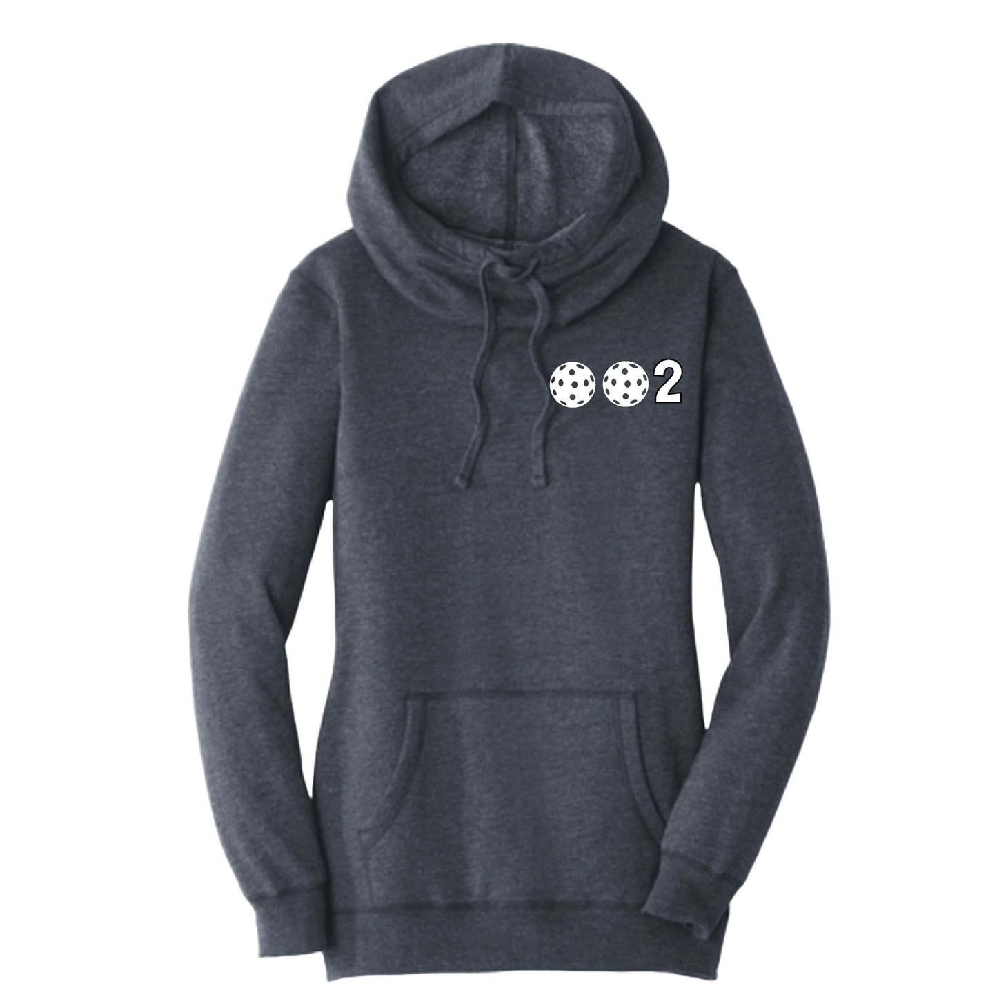 002 With Pickleballs (Red White Yellow) | Women’s Cowl-Neck Hoodie Pickleball Sweatshirt | 55% Cotton 45% Poly Fleece
