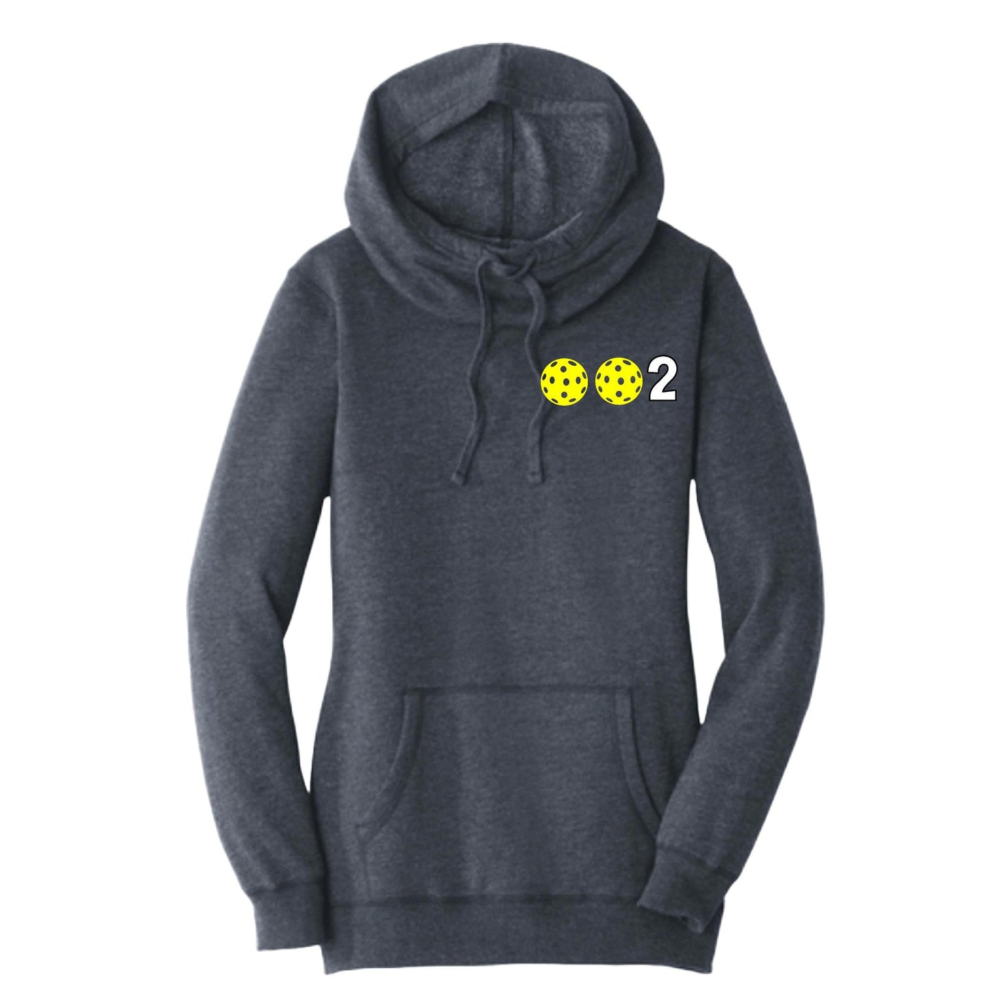 002 With Pickleballs (Red White Yellow) | Women’s Cowl-Neck Hoodie Pickleball Sweatshirt | 55% Cotton 45% Poly Fleece