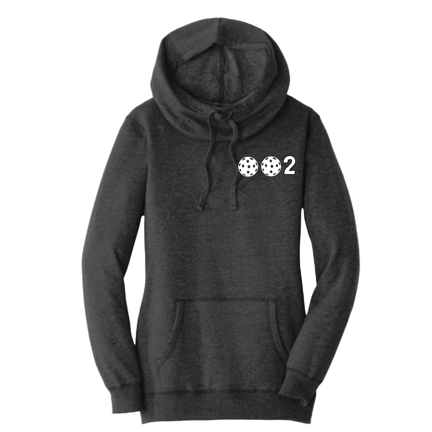 002 With Pickleballs (Red White Yellow) | Women’s Cowl-Neck Hoodie Pickleball Sweatshirt | 55% Cotton 45% Poly Fleece