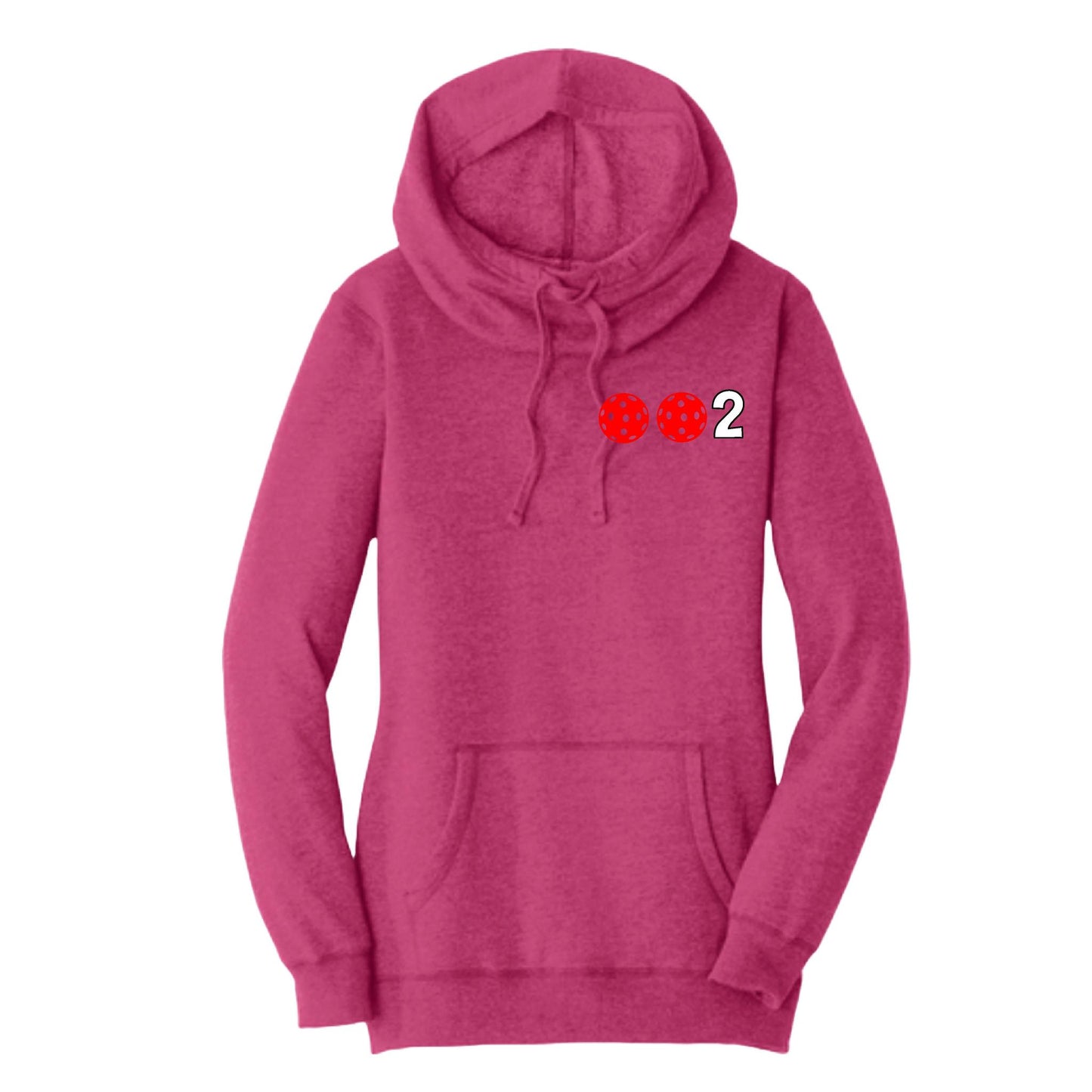 002 With Pickleballs (Red White Yellow) | Women’s Cowl-Neck Hoodie Pickleball Sweatshirt | 55% Cotton 45% Poly Fleece
