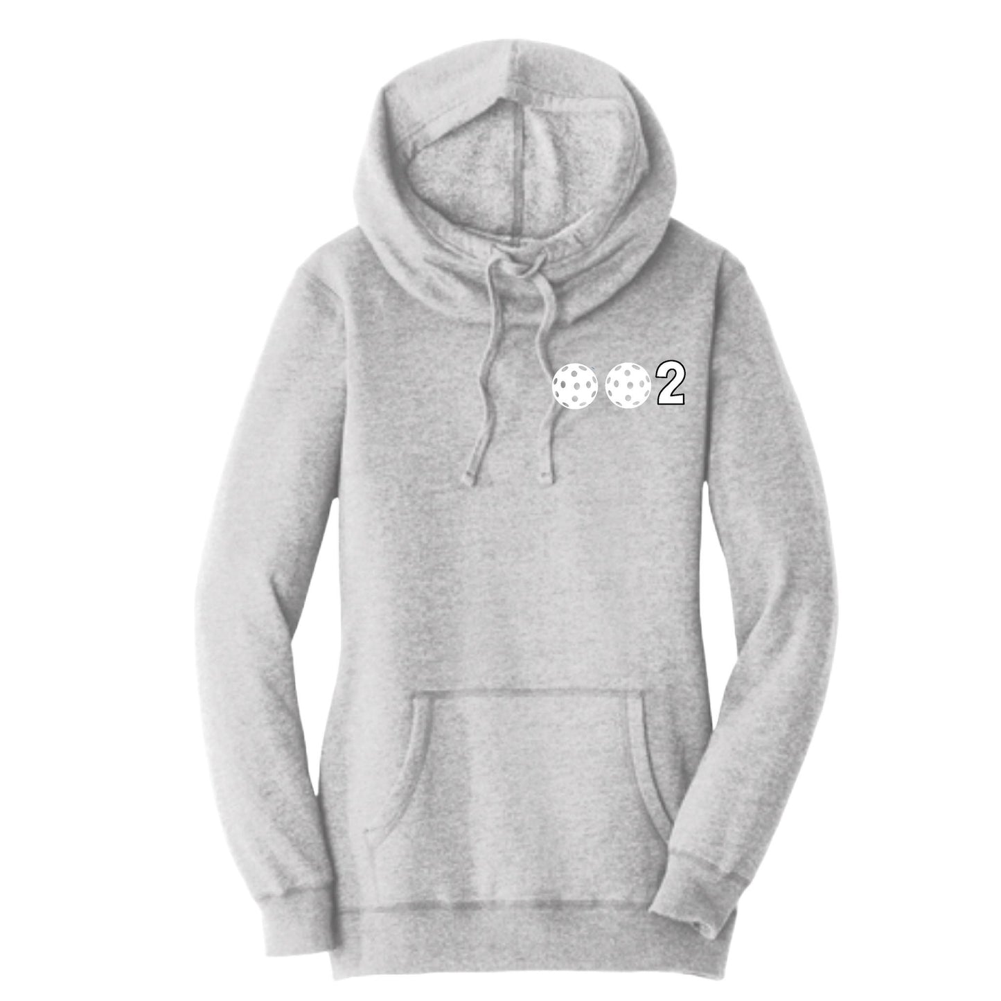 002 With Pickleballs (Red White Yellow) | Women’s Cowl-Neck Hoodie Pickleball Sweatshirt | 55% Cotton 45% Poly Fleece