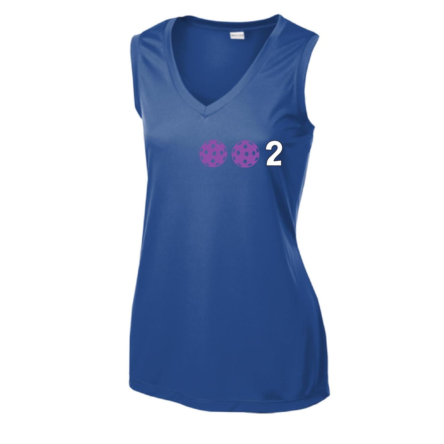 002 With Pickleballs (Yellow Green White Purple Pink) Customizable | Women’s Sleeveless Athletic Performance T-Shirt | 100% Polyester