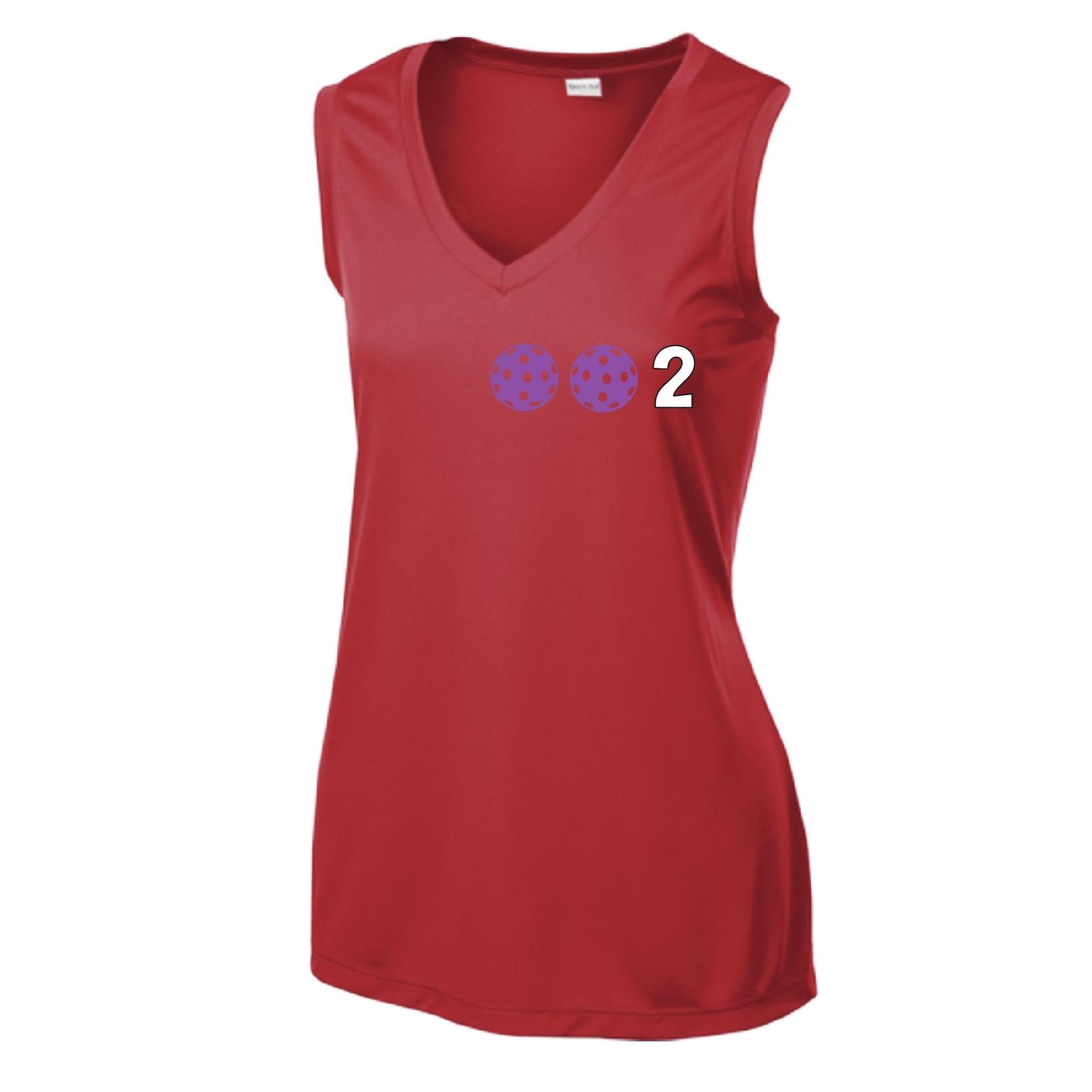 002 With Pickleballs (Yellow Green White Purple Pink) Customizable | Women’s Sleeveless Athletic Performance T-Shirt | 100% Polyester