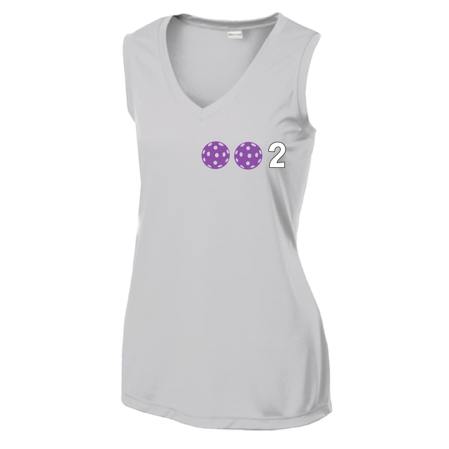 002 With Pickleballs (Yellow Green White Purple Pink) Customizable | Women’s Sleeveless Athletic Performance T-Shirt | 100% Polyester