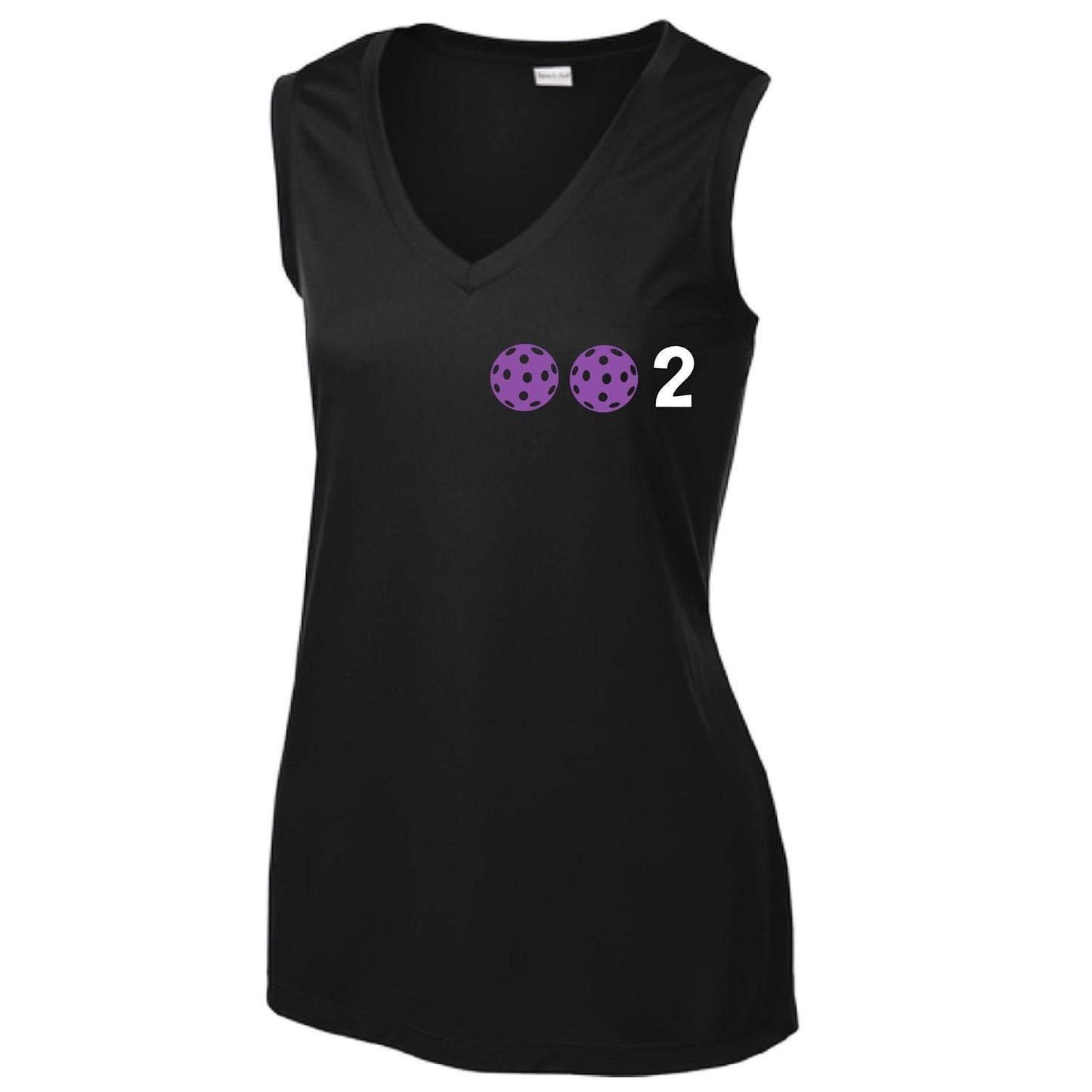 002 With Pickleballs (Yellow Green White Purple Pink) Customizable | Women’s Sleeveless Athletic Performance T-Shirt | 100% Polyester