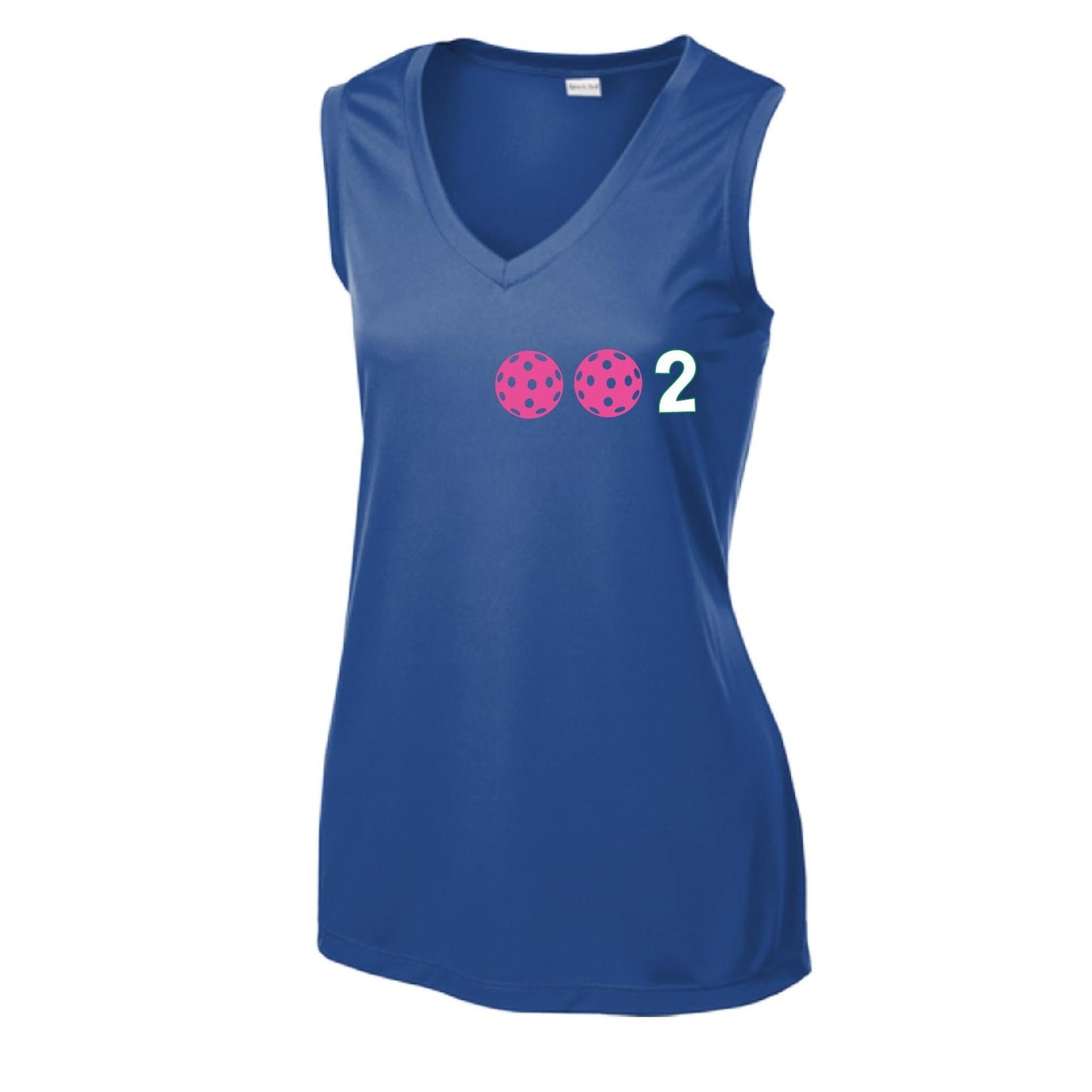 002 With Pickleballs (Yellow Green White Purple Pink) Customizable | Women’s Sleeveless Athletic Performance T-Shirt | 100% Polyester