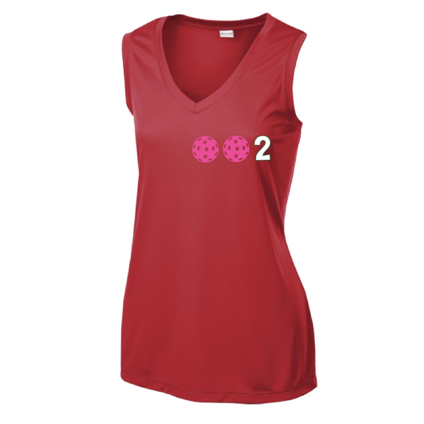002 With Pickleballs (Yellow Green White Purple Pink) Customizable | Women’s Sleeveless Athletic Performance T-Shirt | 100% Polyester