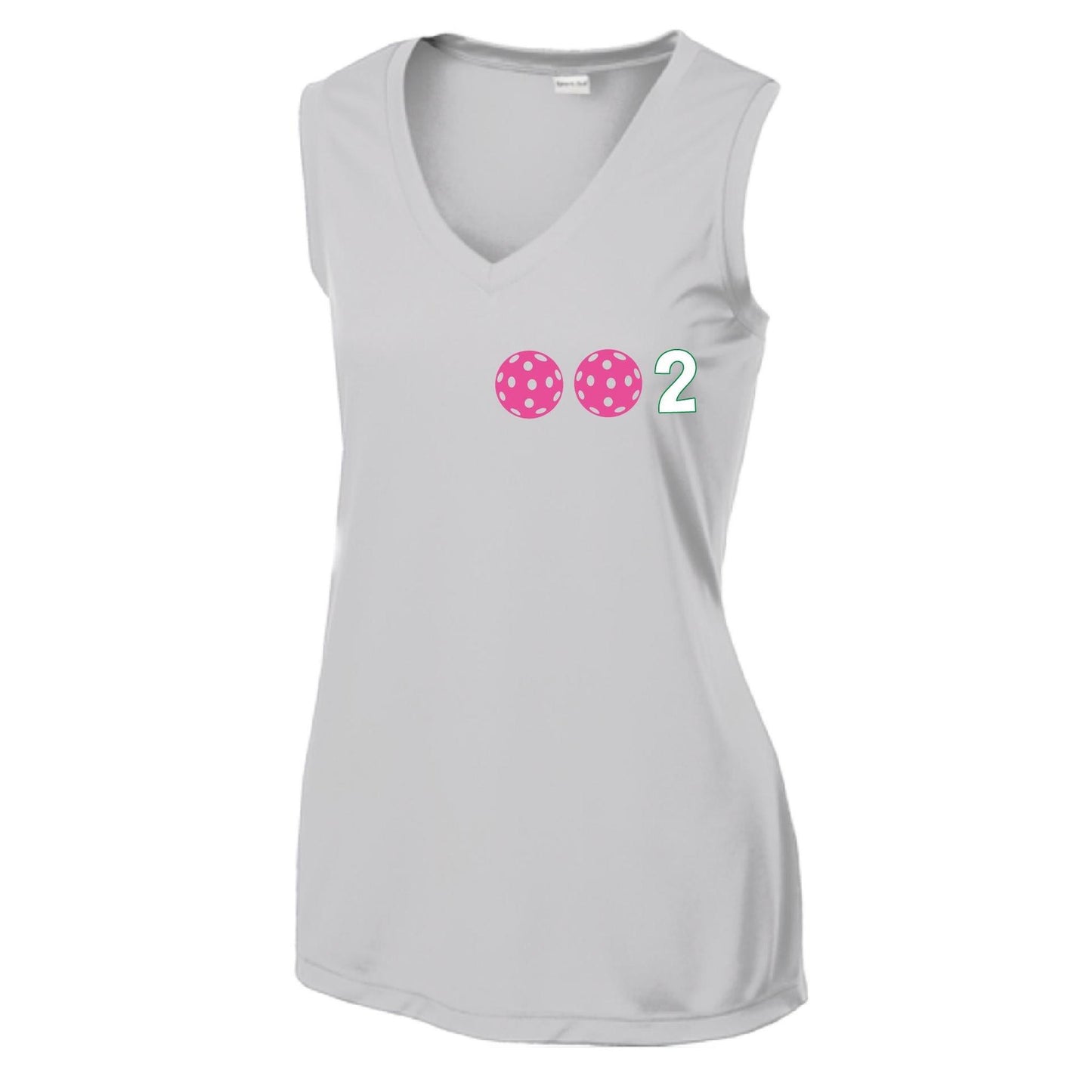 002 With Pickleballs (Yellow Green White Purple Pink) Customizable | Women’s Sleeveless Athletic Performance T-Shirt | 100% Polyester