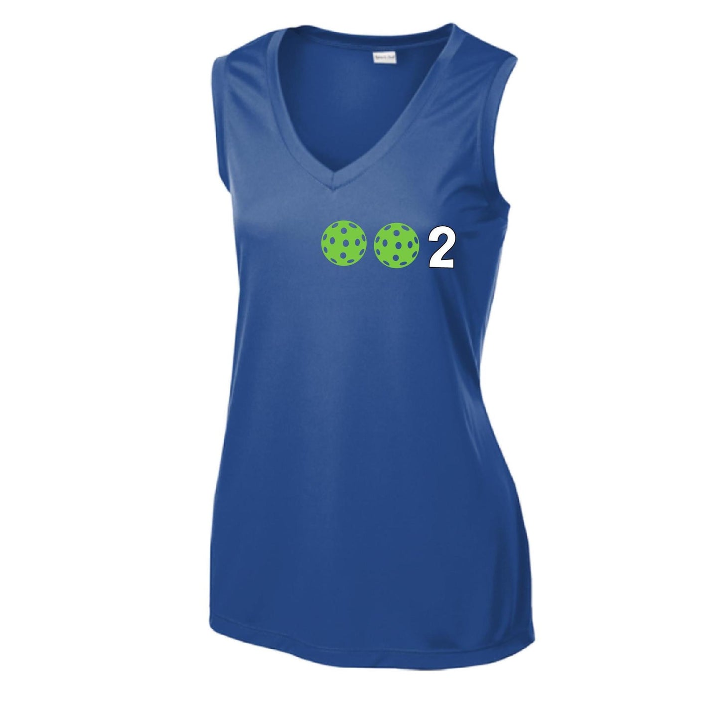 002 With Pickleballs (Yellow Green White Purple Pink) Customizable | Women’s Sleeveless Athletic Performance T-Shirt | 100% Polyester