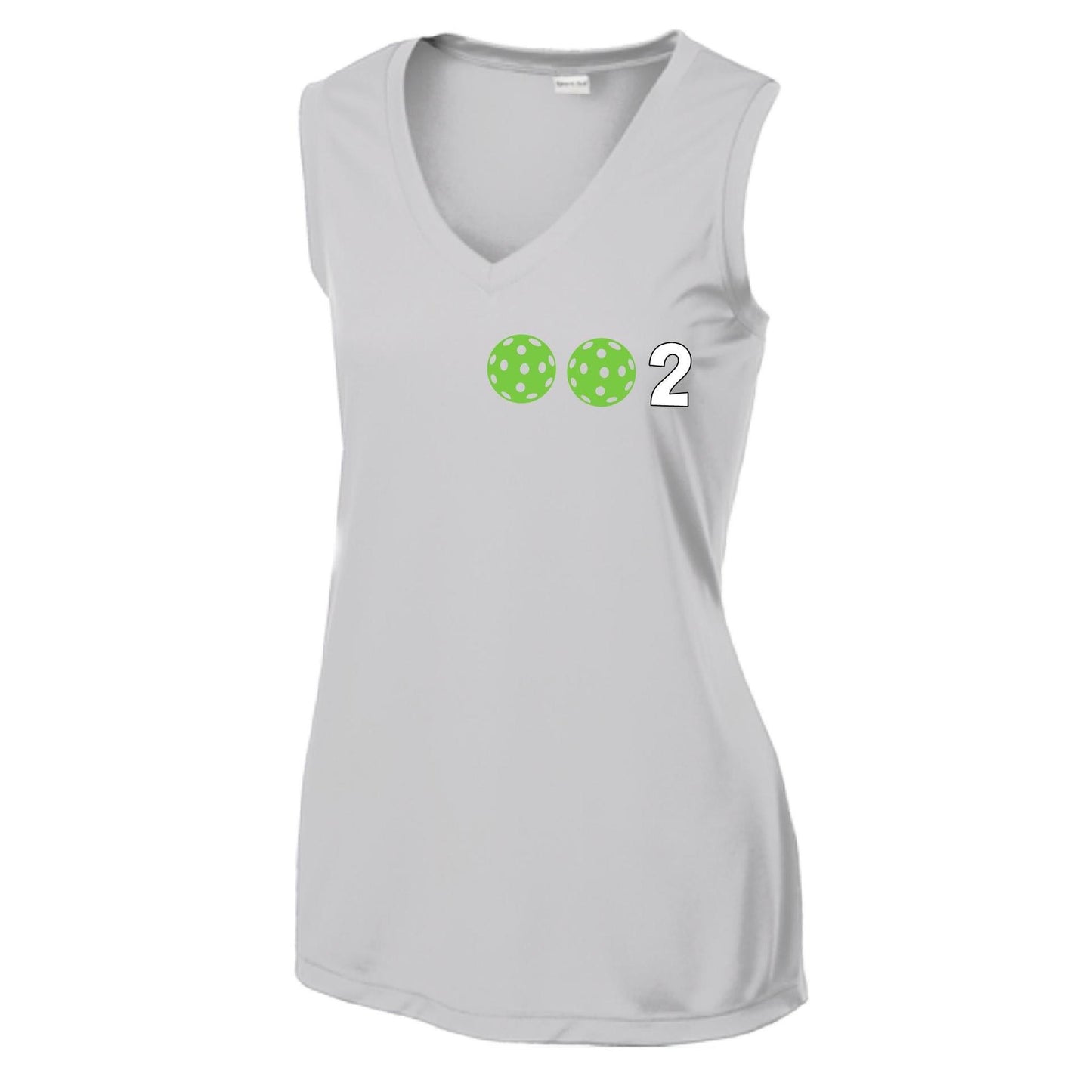 002 With Pickleballs (Yellow Green White Purple Pink) Customizable | Women’s Sleeveless Athletic Performance T-Shirt | 100% Polyester