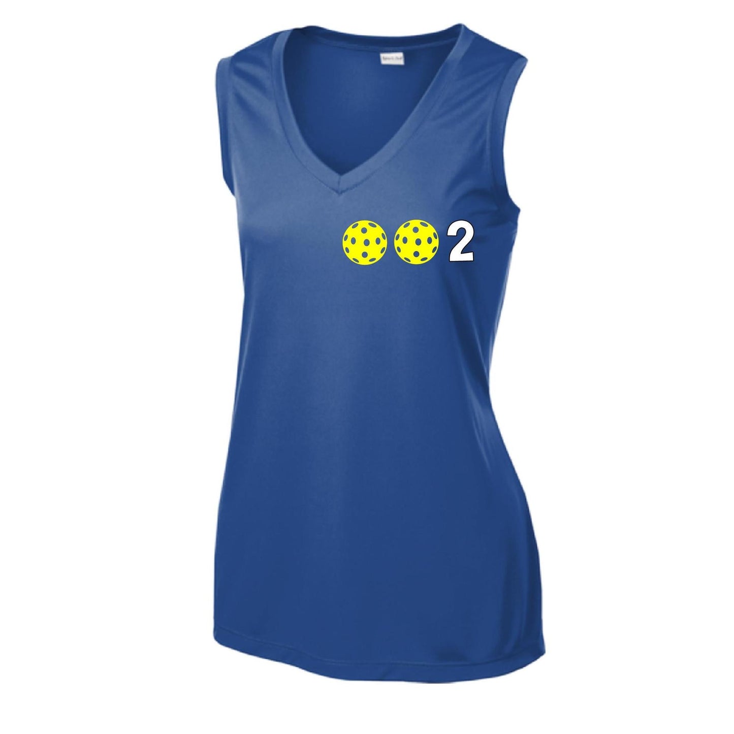 002 With Pickleballs (Yellow Green White Purple Pink) Customizable | Women’s Sleeveless Athletic Performance T-Shirt | 100% Polyester