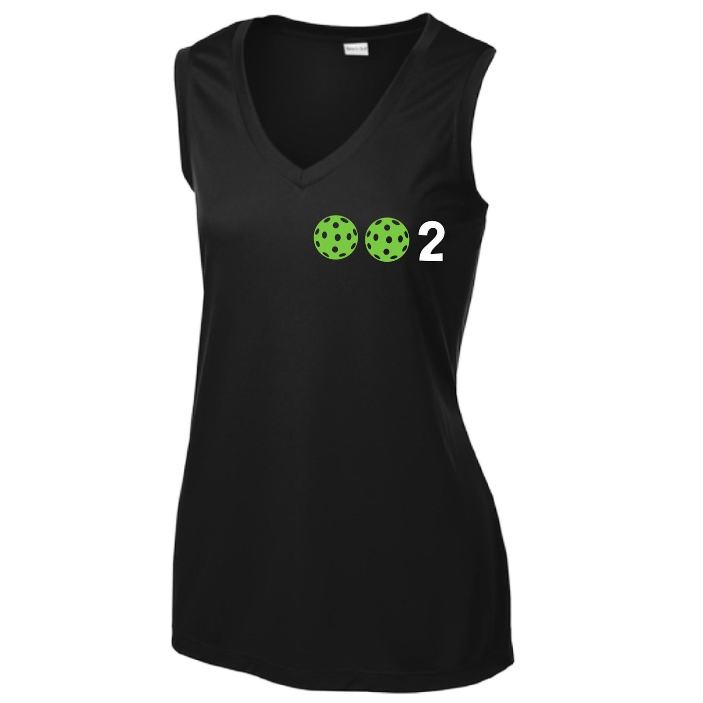 002 With Pickleballs (Yellow Green White Purple Pink) Customizable | Women’s Sleeveless Athletic Performance T-Shirt | 100% Polyester
