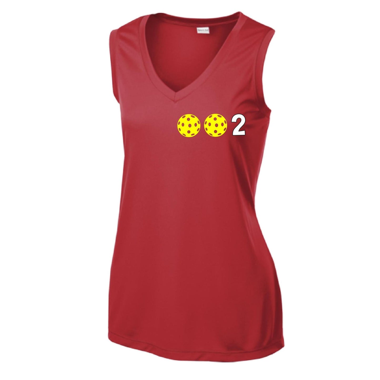 002 With Pickleballs (Yellow Green White Purple Pink) Customizable | Women’s Sleeveless Athletic Performance T-Shirt | 100% Polyester