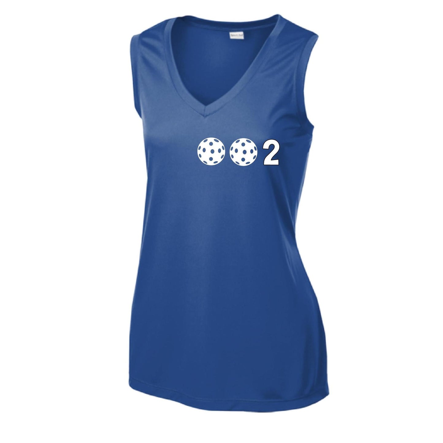 002 With Pickleballs (Yellow Green White Purple Pink) Customizable | Women’s Sleeveless Athletic Performance T-Shirt | 100% Polyester