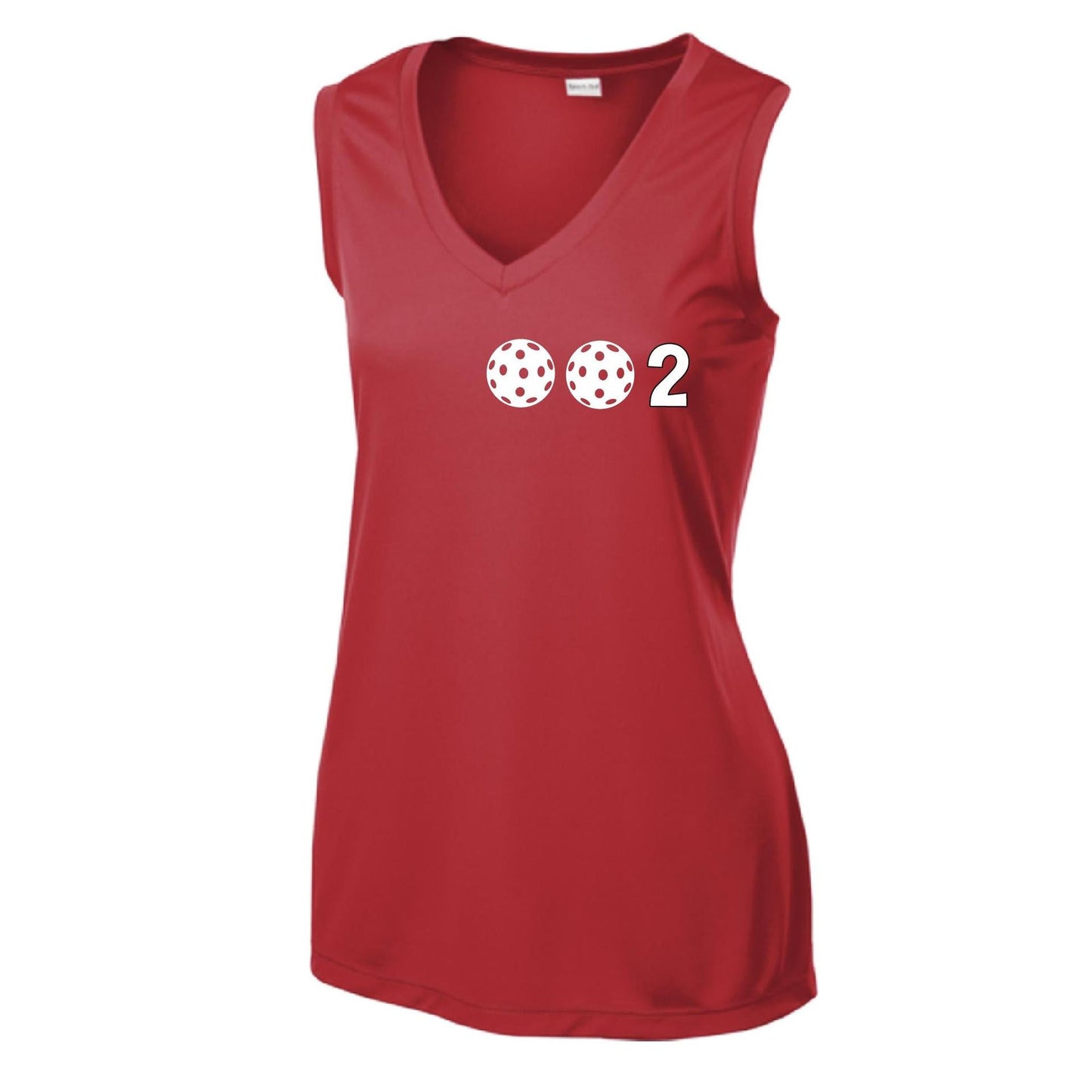002 With Pickleballs (Yellow Green White Purple Pink) Customizable | Women’s Sleeveless Athletic Performance T-Shirt | 100% Polyester