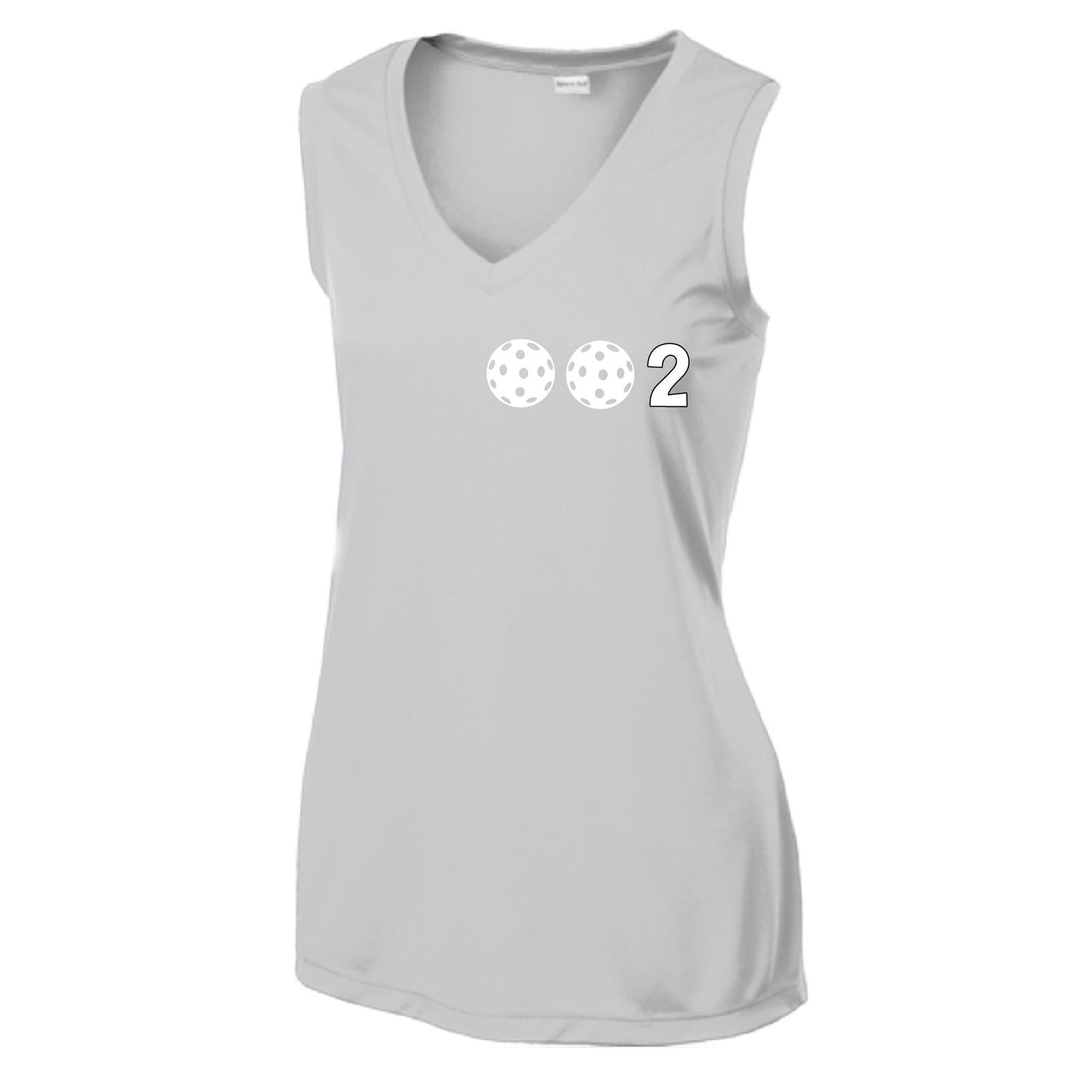 002 With Pickleballs (Yellow Green White Purple Pink) Customizable | Women’s Sleeveless Athletic Performance T-Shirt | 100% Polyester