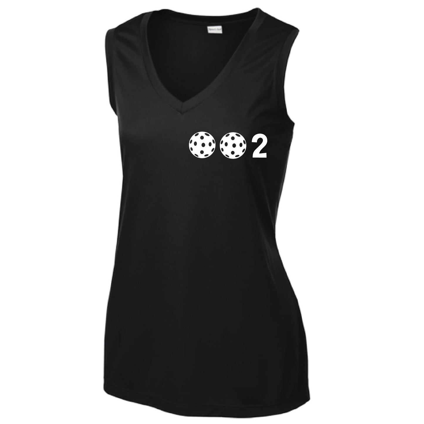 002 With Pickleballs (Yellow Green White Purple Pink) Customizable | Women’s Sleeveless Athletic Performance T-Shirt | 100% Polyester