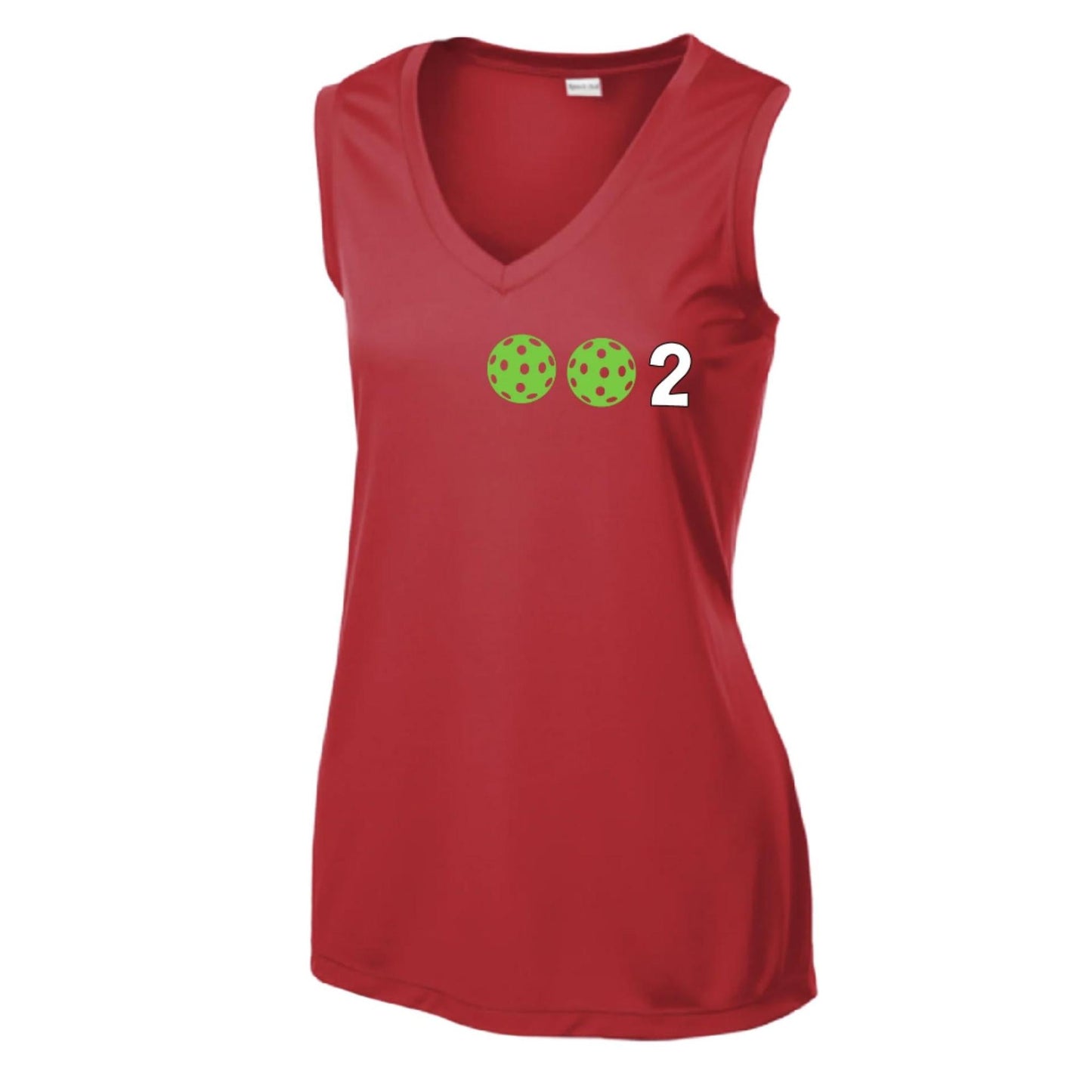 002 With Pickleballs (Yellow Green White Purple Pink) Customizable | Women’s Sleeveless Athletic Performance T-Shirt | 100% Polyester