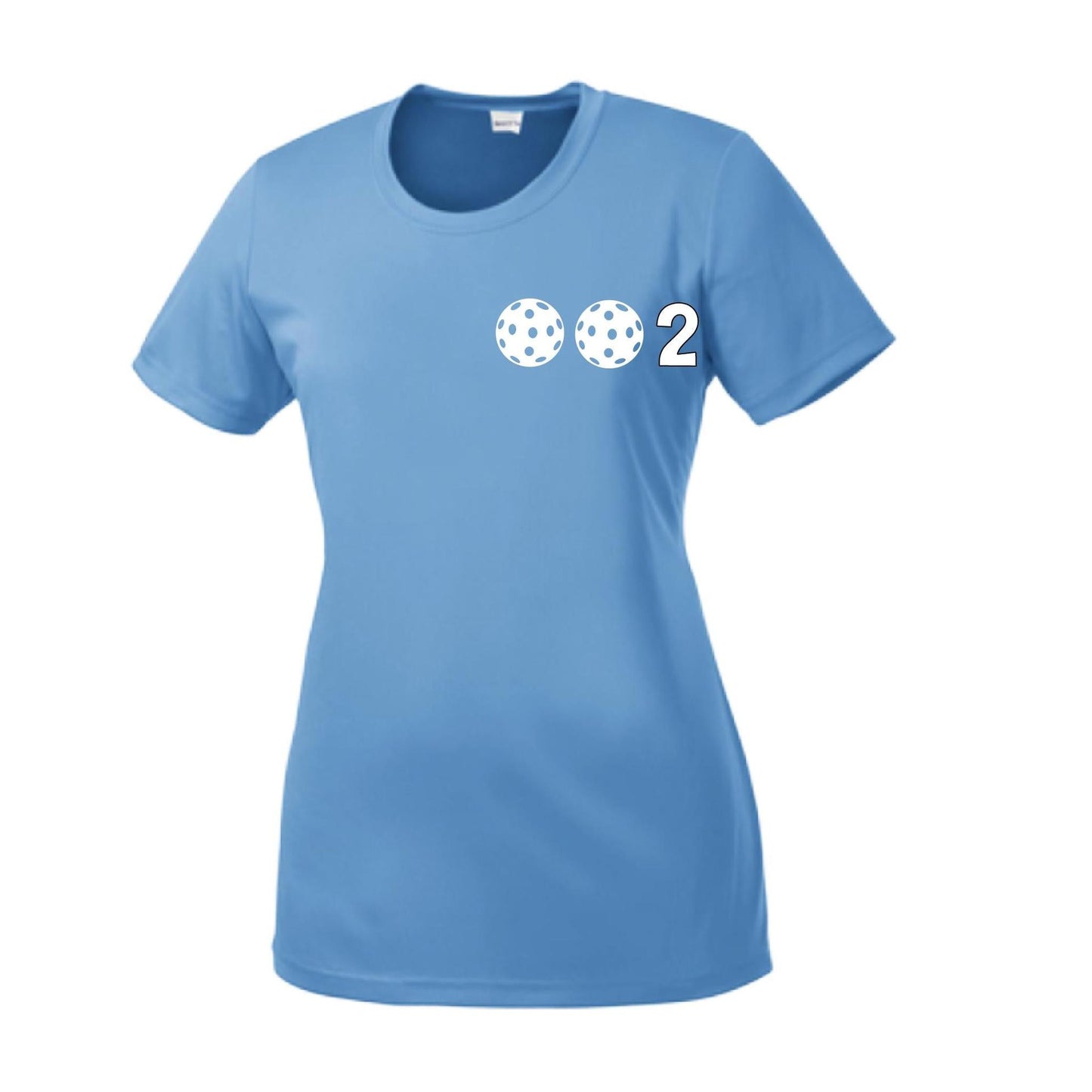 002 With Pickleballs (Yellow Pink White) Customizable | Women’s Short Sleeve Crewneck Pickleball Shirts | 100% Polyester