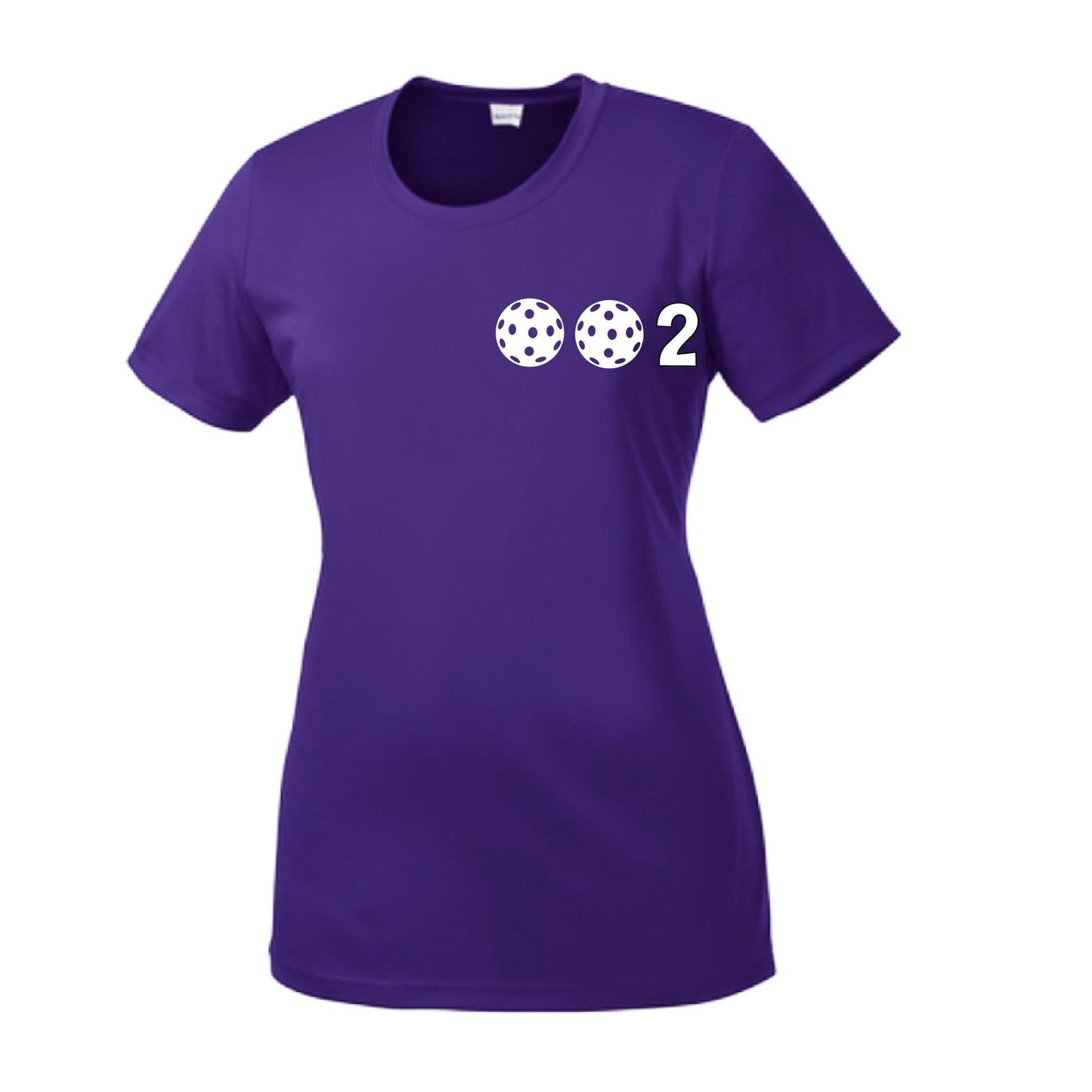 002 With Pickleballs (Yellow Pink White) Customizable | Women’s Short Sleeve Crewneck Pickleball Shirts | 100% Polyester