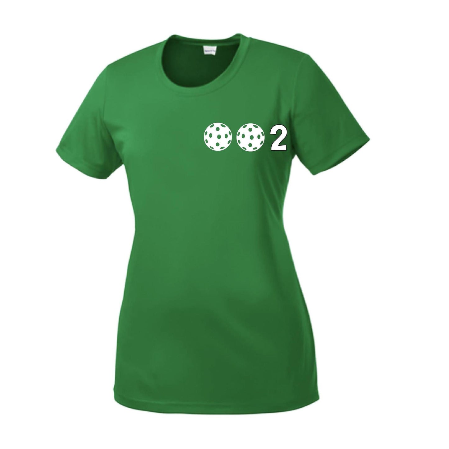 002 With Pickleballs (Yellow Pink White) Customizable | Women’s Short Sleeve Crewneck Pickleball Shirts | 100% Polyester
