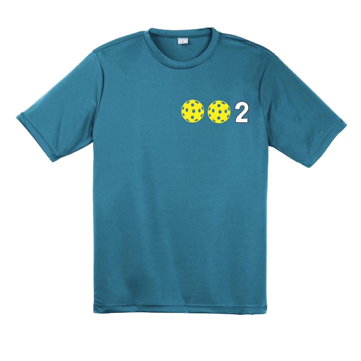 002 With Pickleballs (Yellow White Cyan) Customizable | Men's Short Sleeve Pickleball Performance T-Shirt | 100% Polyester