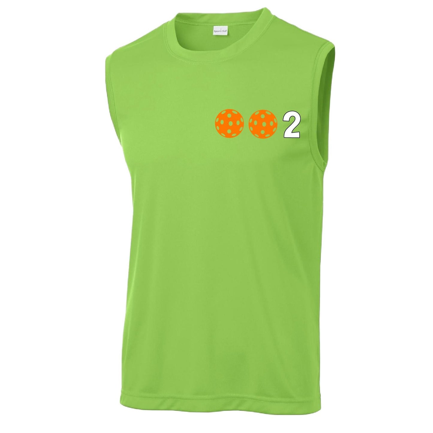 002 With Pickleballs (Yellow White Cyan Green Orange) Customizable | Men's Sleeveless Pickleball Performance T-Shirt | 100% Polyester