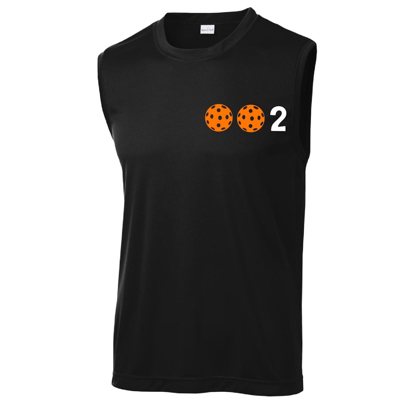002 With Pickleballs (Yellow White Cyan Green Orange) Customizable | Men's Sleeveless Pickleball Performance T-Shirt | 100% Polyester