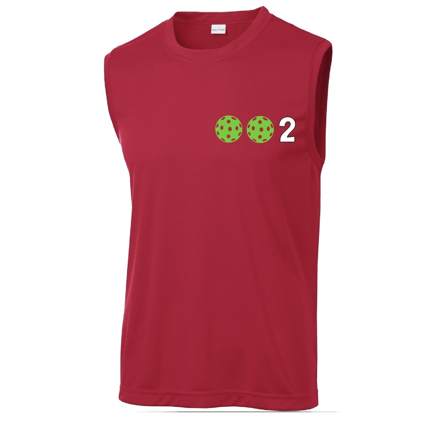 002 With Pickleballs (Yellow White Cyan Green Orange) Customizable | Men's Sleeveless Pickleball Performance T-Shirt | 100% Polyester