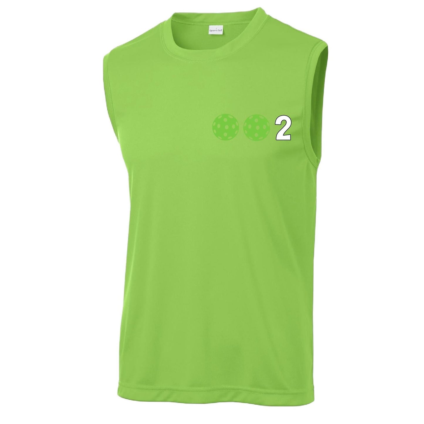 002 With Pickleballs (Yellow White Cyan Green Orange) Customizable | Men's Sleeveless Pickleball Performance T-Shirt | 100% Polyester