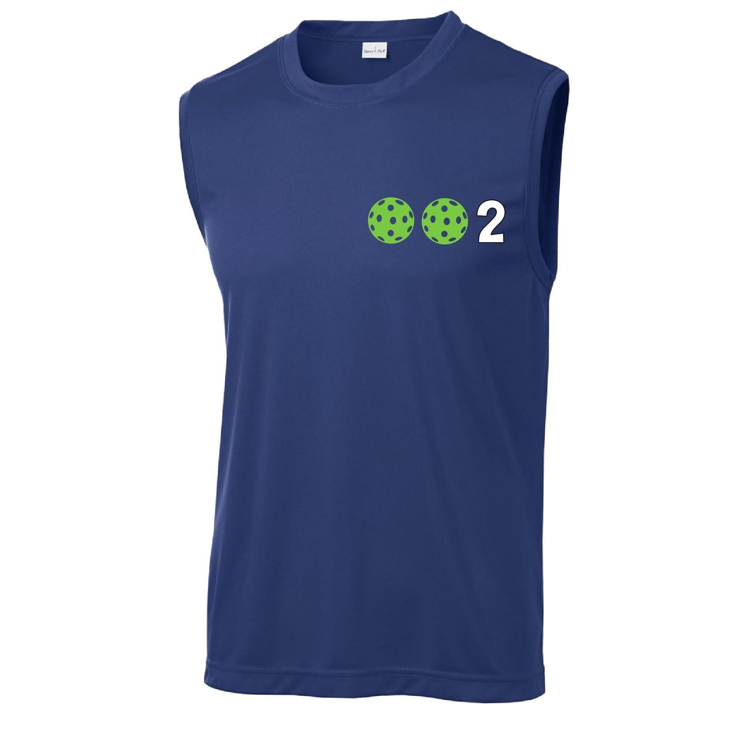 002 With Pickleballs (Yellow White Cyan Green Orange) Customizable | Men's Sleeveless Pickleball Performance T-Shirt | 100% Polyester