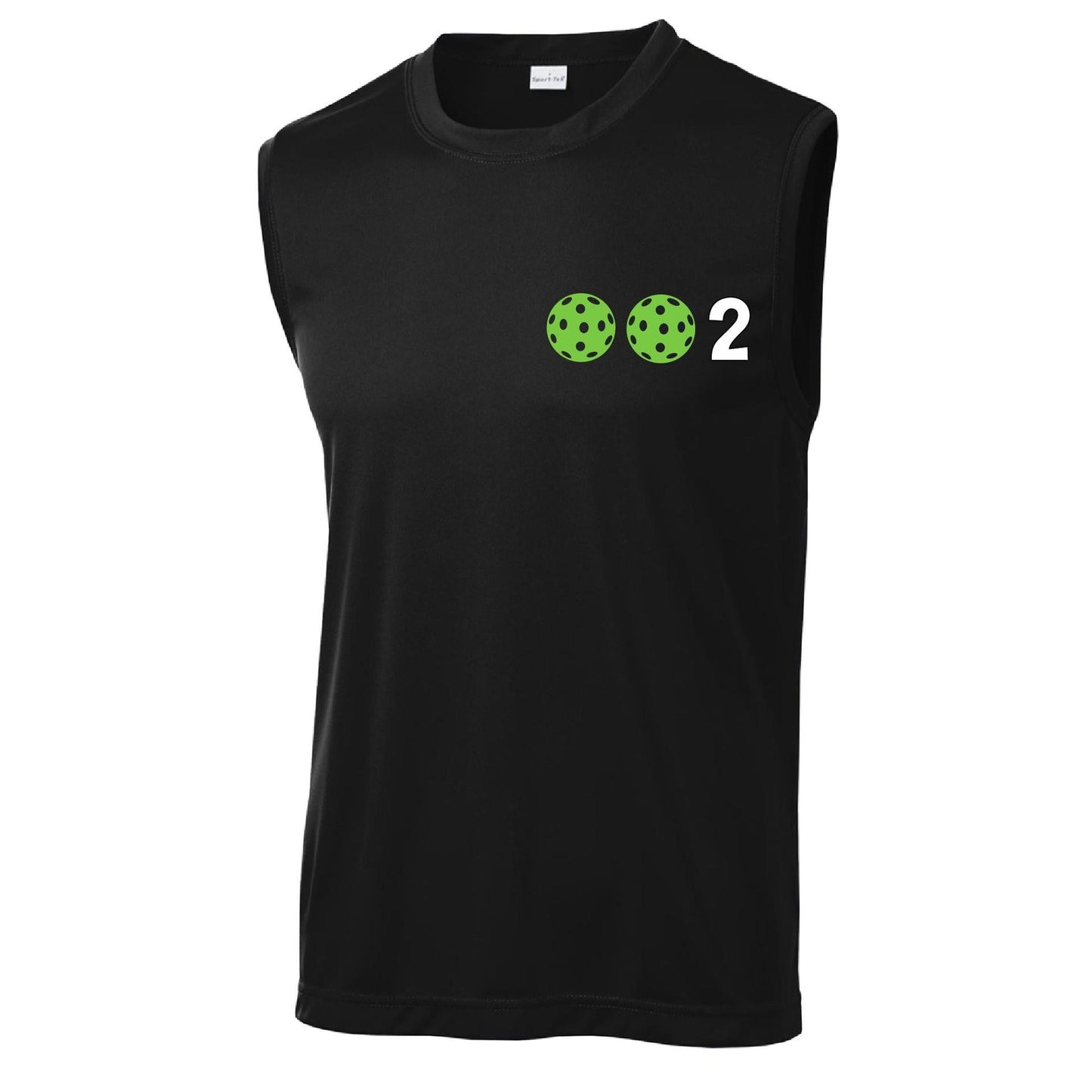 002 With Pickleballs (Yellow White Cyan Green Orange) Customizable | Men's Sleeveless Pickleball Performance T-Shirt | 100% Polyester